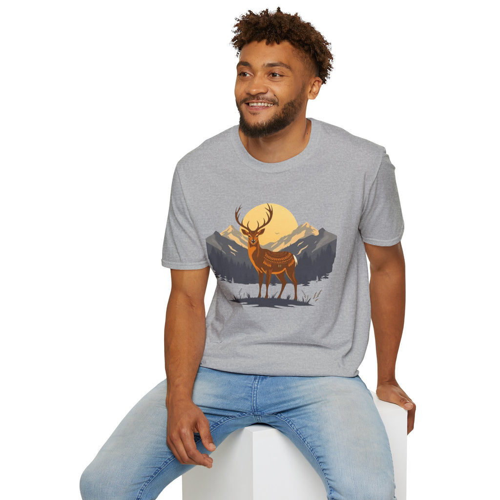 Mountain Sunset Deer Unisex Softstyle T-Shirt