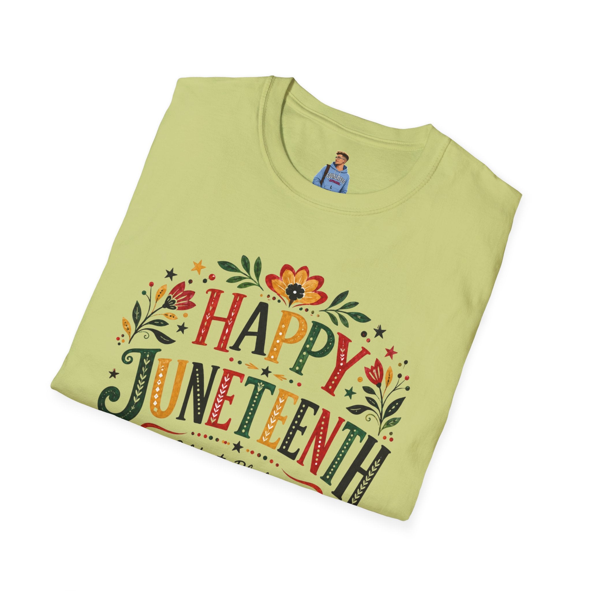 Juneteenth T-Shirt — "Happy Juneteenth" Floral Celebration Tee