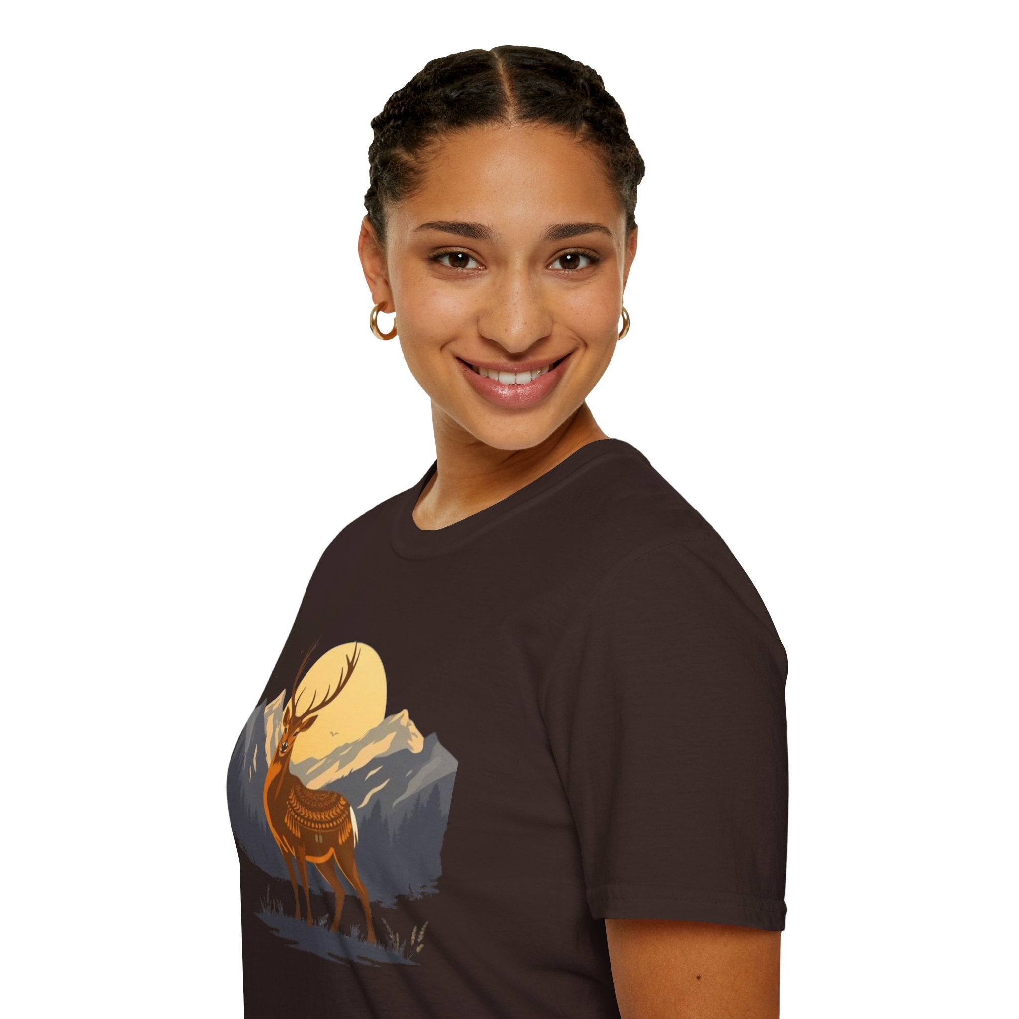 Mountain Sunset Deer Unisex Softstyle T-Shirt