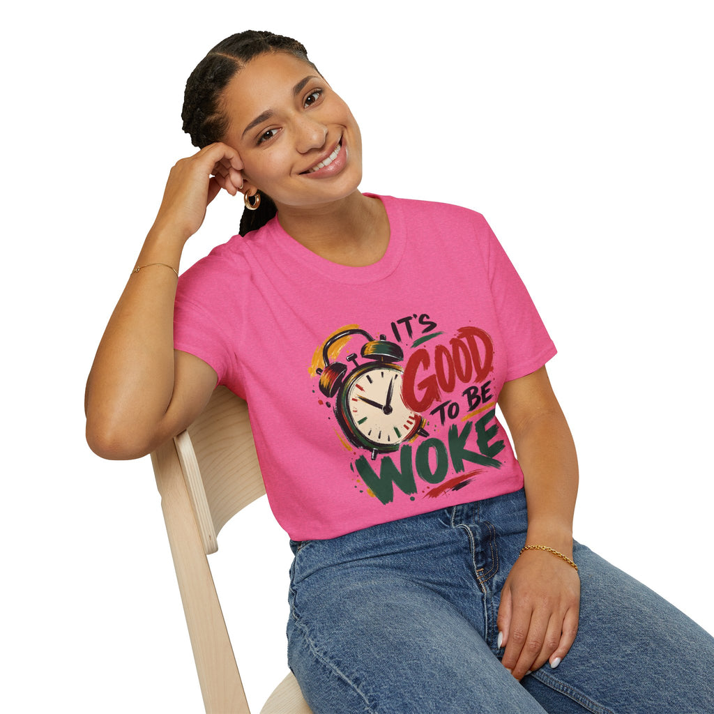 T-Shirt — "It's Good To Be Woke" Graphic Tee (Alarm Clock Design)