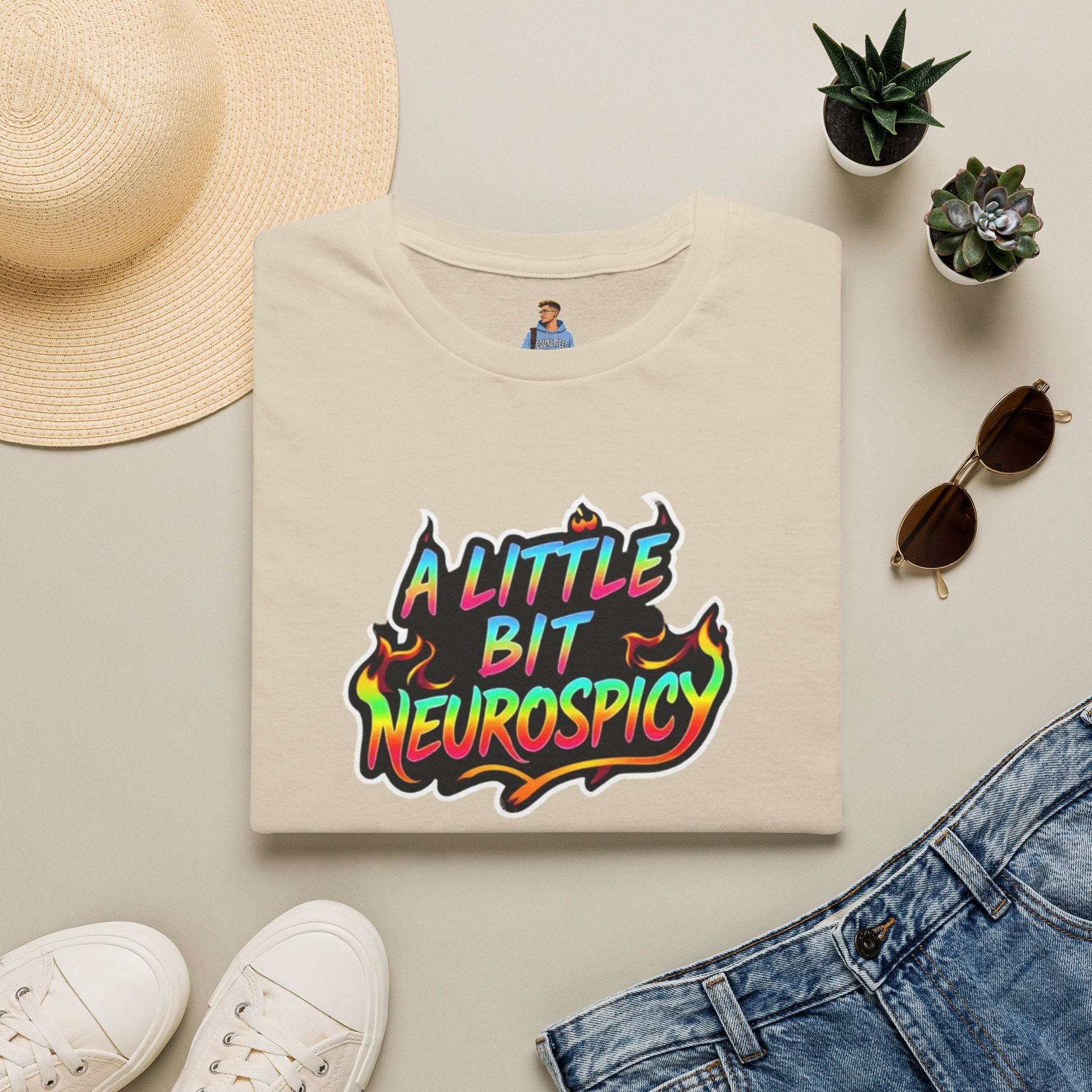 Camiseta unisex de estilo suave A Little Bit Neurospicy: camiseta gráfica divertida y peculiar para la conciencia neurodivergente