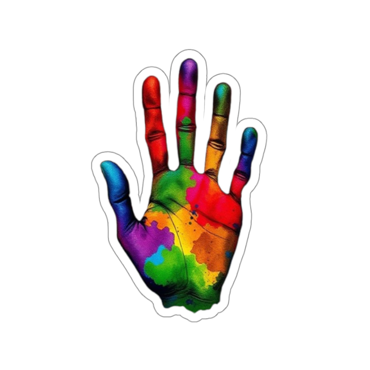 Die-Cut Stickers - Rainbow Handprint - EqualiTees.Me