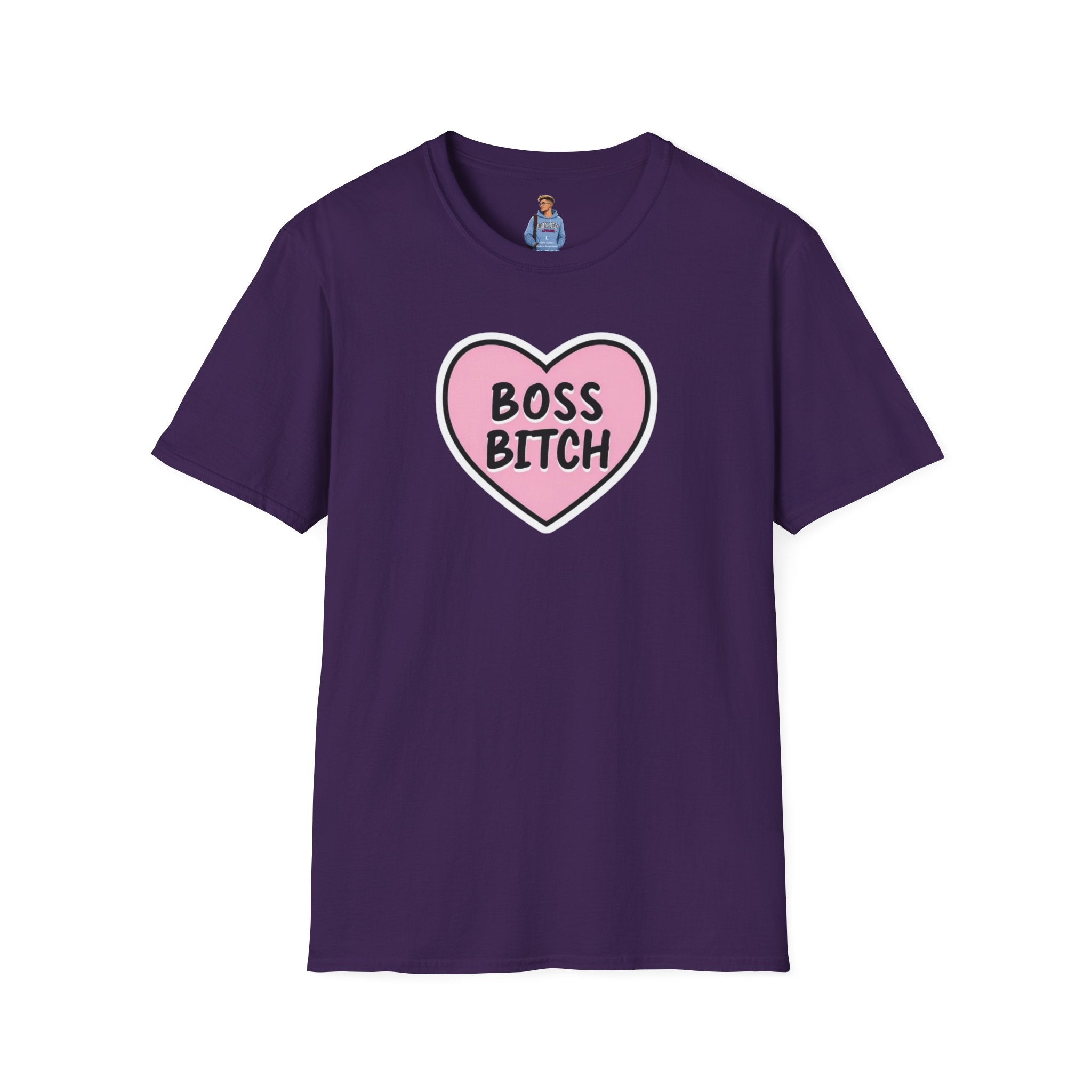 Camiseta unisex de estilo suave con diseño de corazón "Boss Bitch" - Camiseta divertida y llamativa