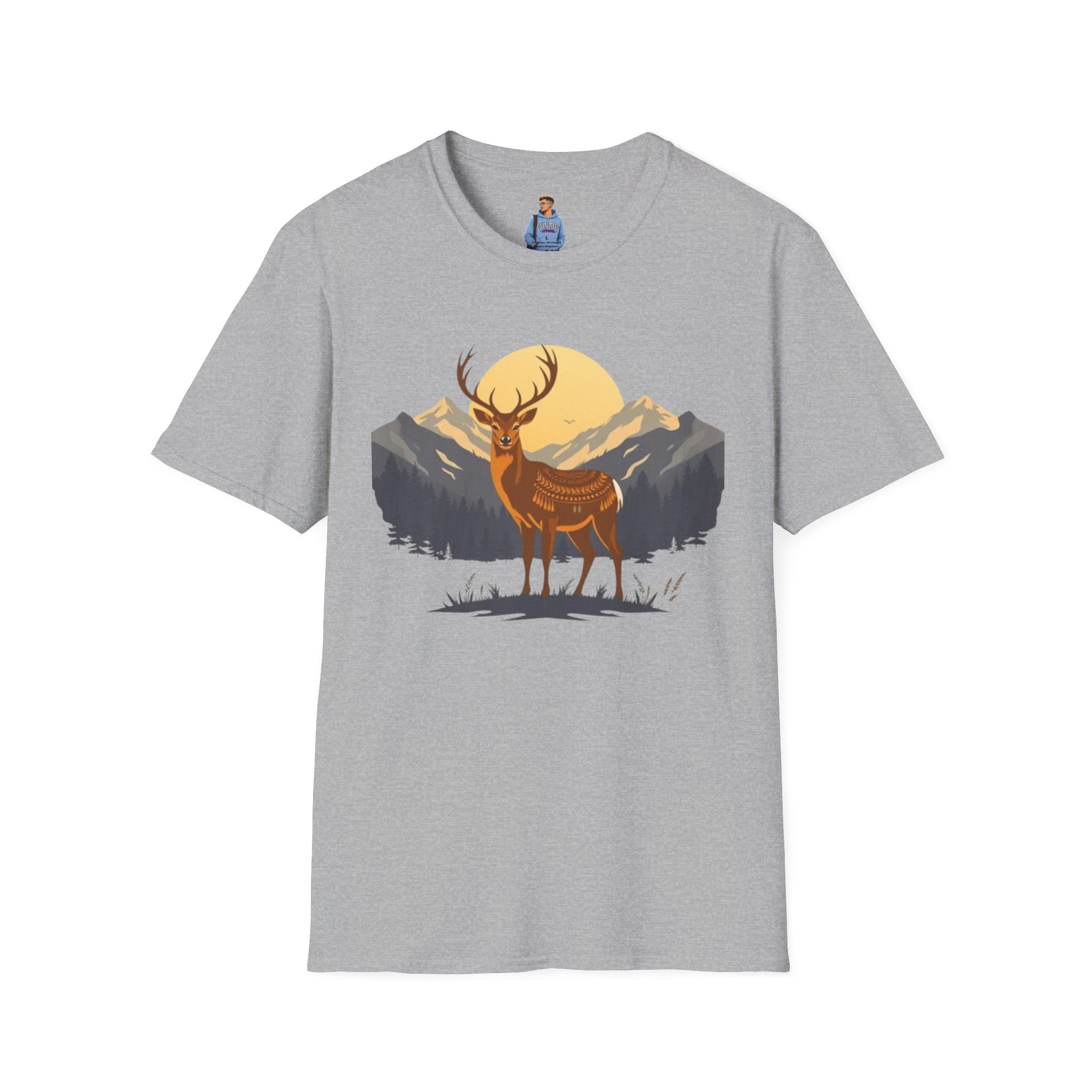 Mountain Sunset Deer Unisex Softstyle T-Shirt