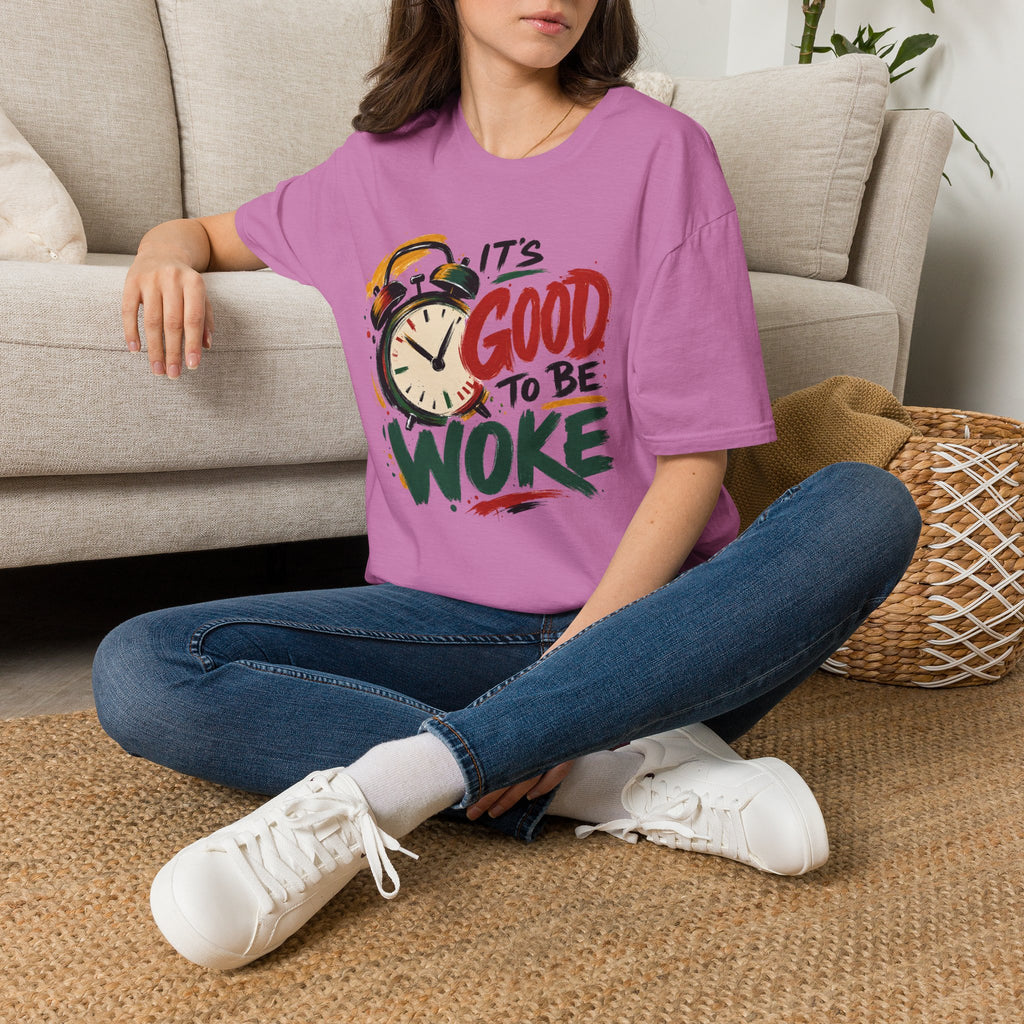 T-Shirt — "It's Good To Be Woke" Graphic Tee (Alarm Clock Design)