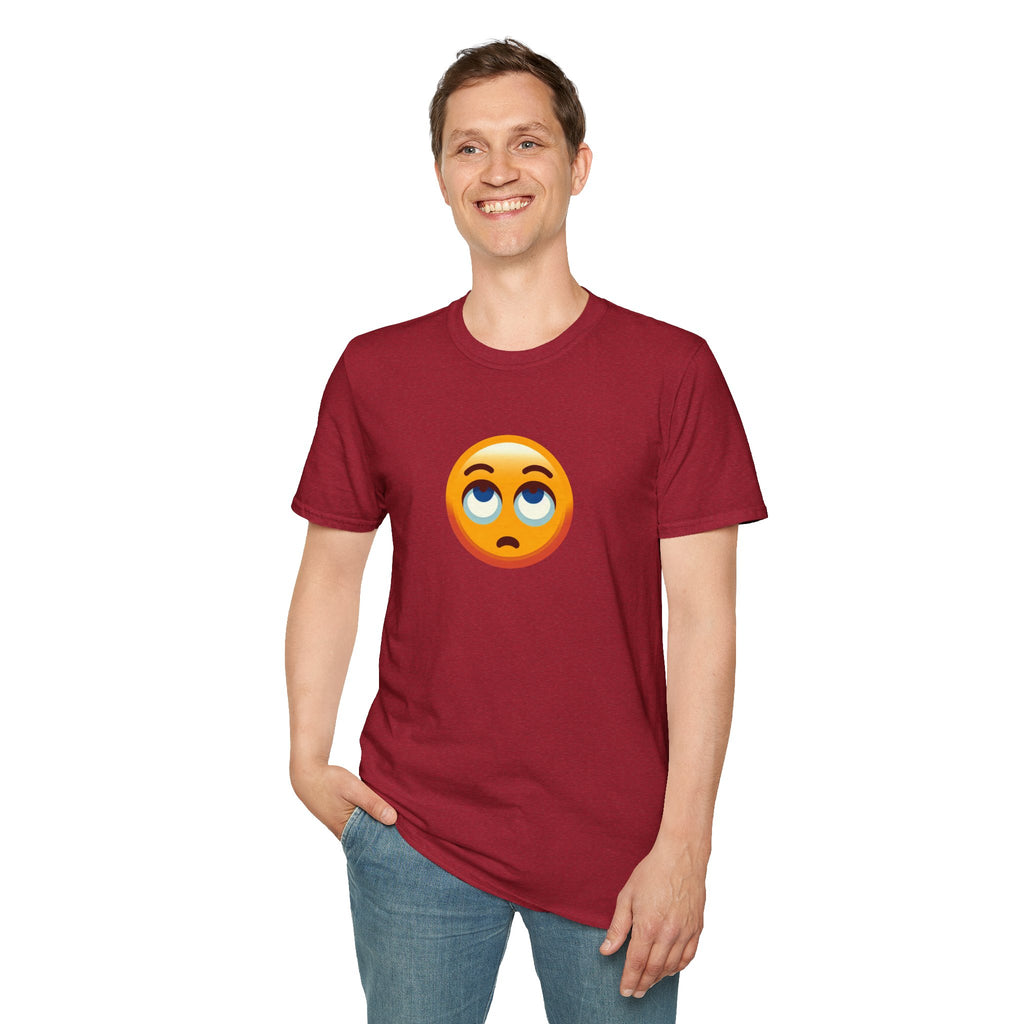 Camiseta unisex de estilo suave con emoji de ojos en blanco | Camiseta gráfica informal para el día a día