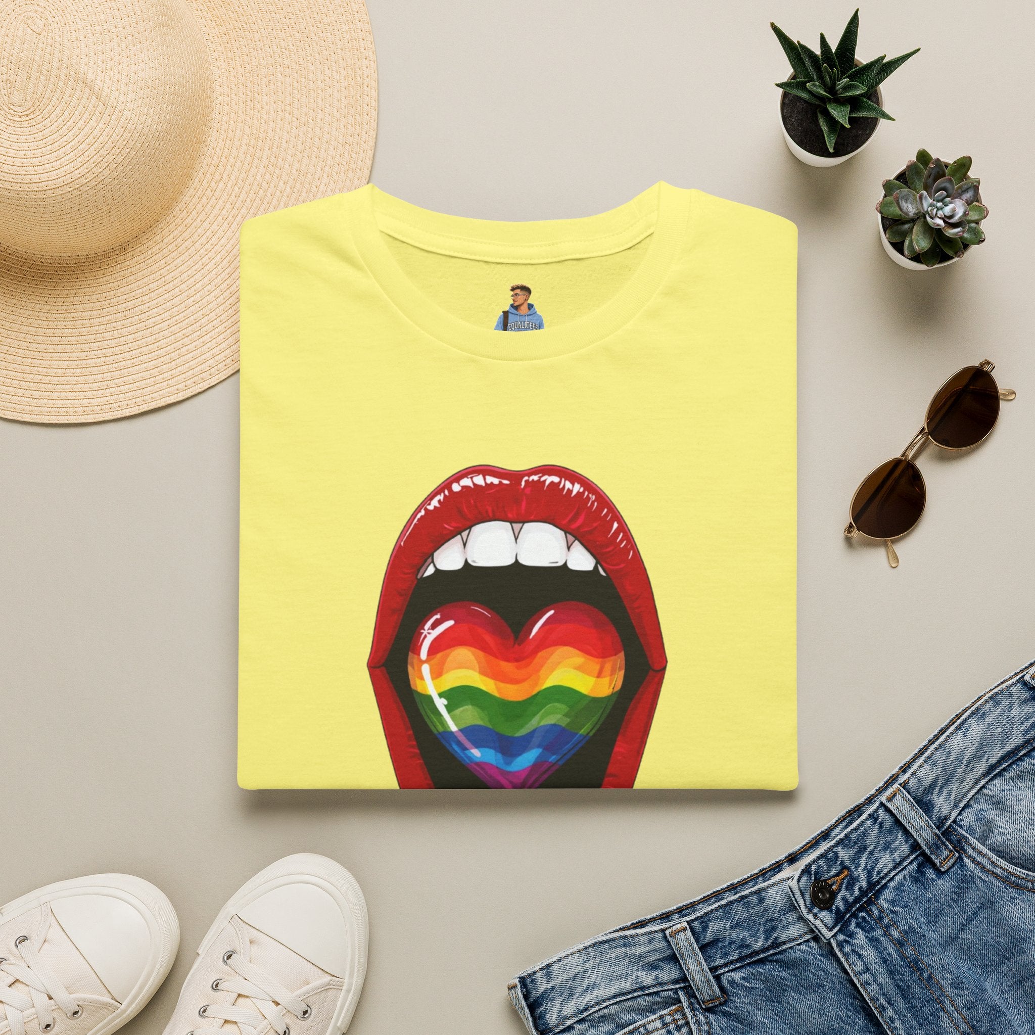 Pride Love Unisex Softstyle T-Shirt | LGBTQ+ Rainbow Heart Design