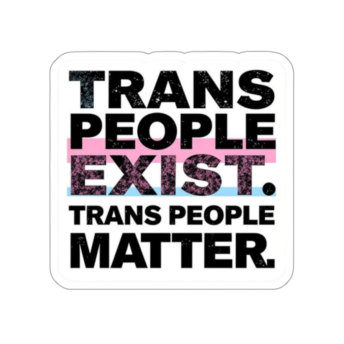 TRANS PEOPLE EXIST. TRANS PEOPLE MATTER. Sticker - EqualiTees.Me