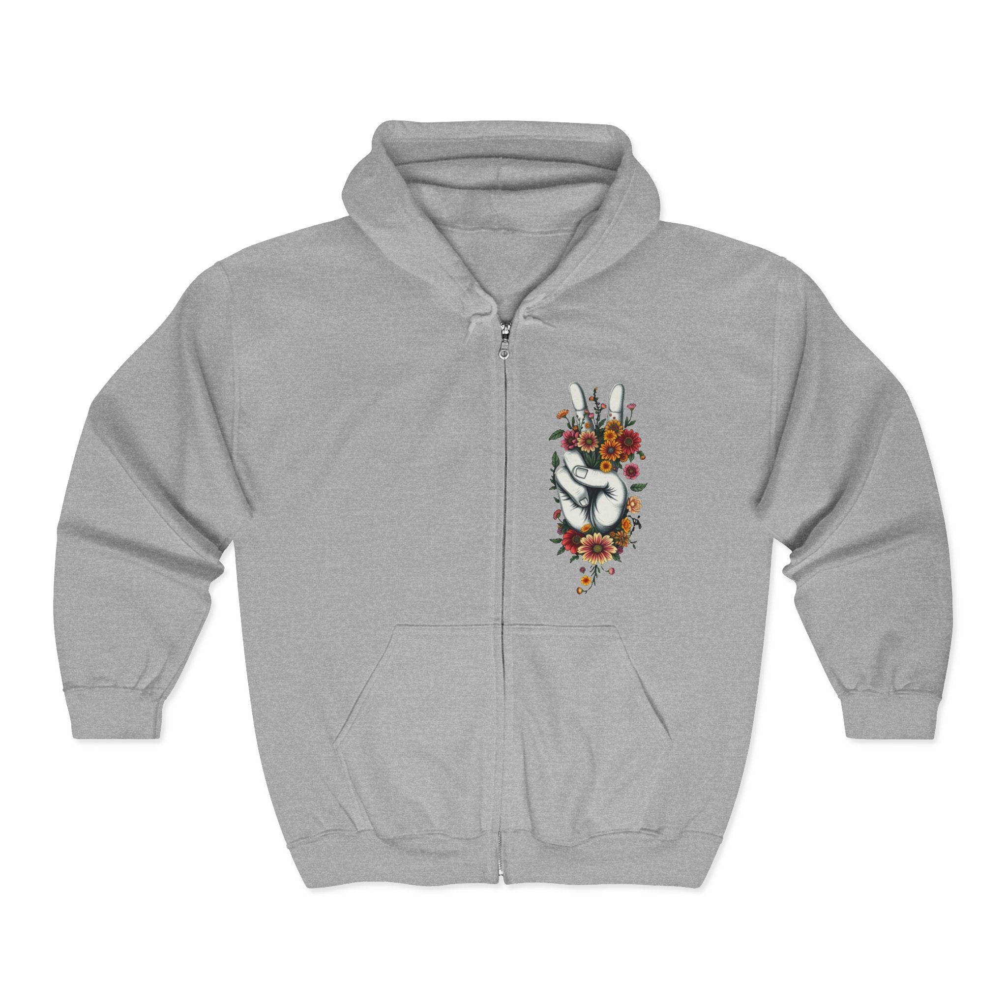 Grow Peace Zip-Up Hoodie - Cozy Outdoor Style