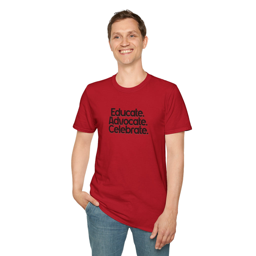 Teacher Advocate T-Shirt - Subtle Pride Educate Advocate Celebrate Design
