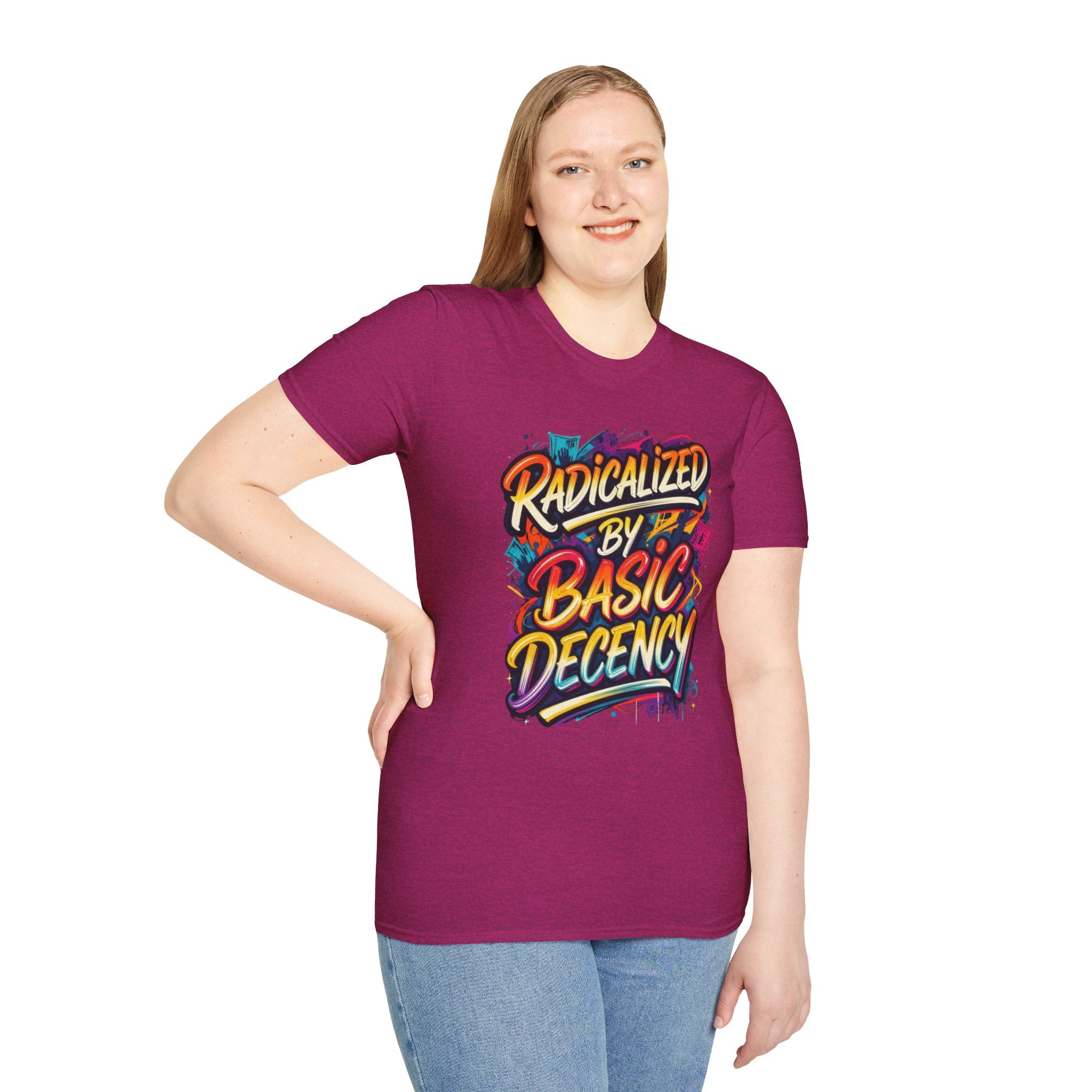 Radicalized by Basic Decency T-Shirt Colorful Graffiti Typography