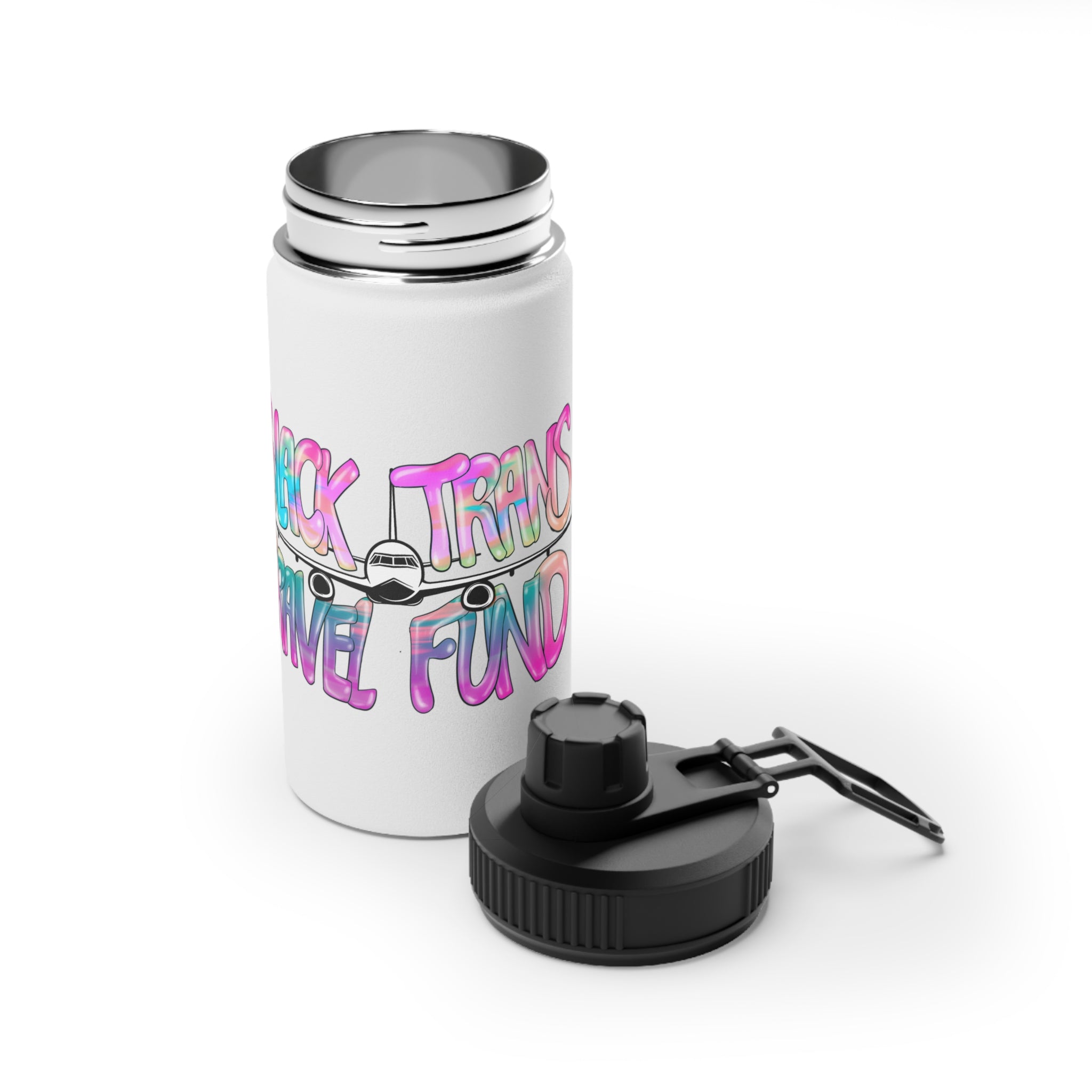 BTTF - Black Trans Travel Fund Logo Stainless Steel Sports Water Bottle