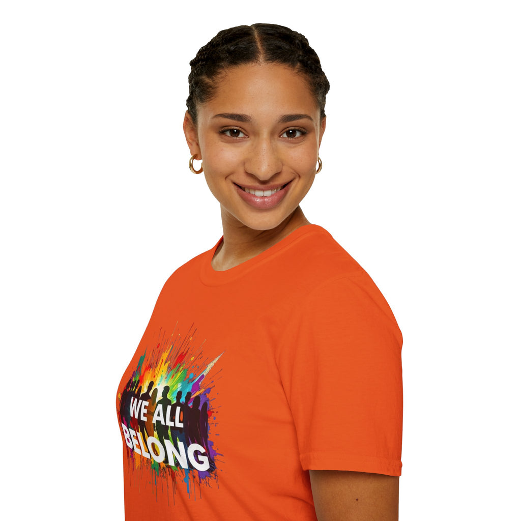 We All Belong Unisex Softstyle T-Shirt - Colorful Pride Tee