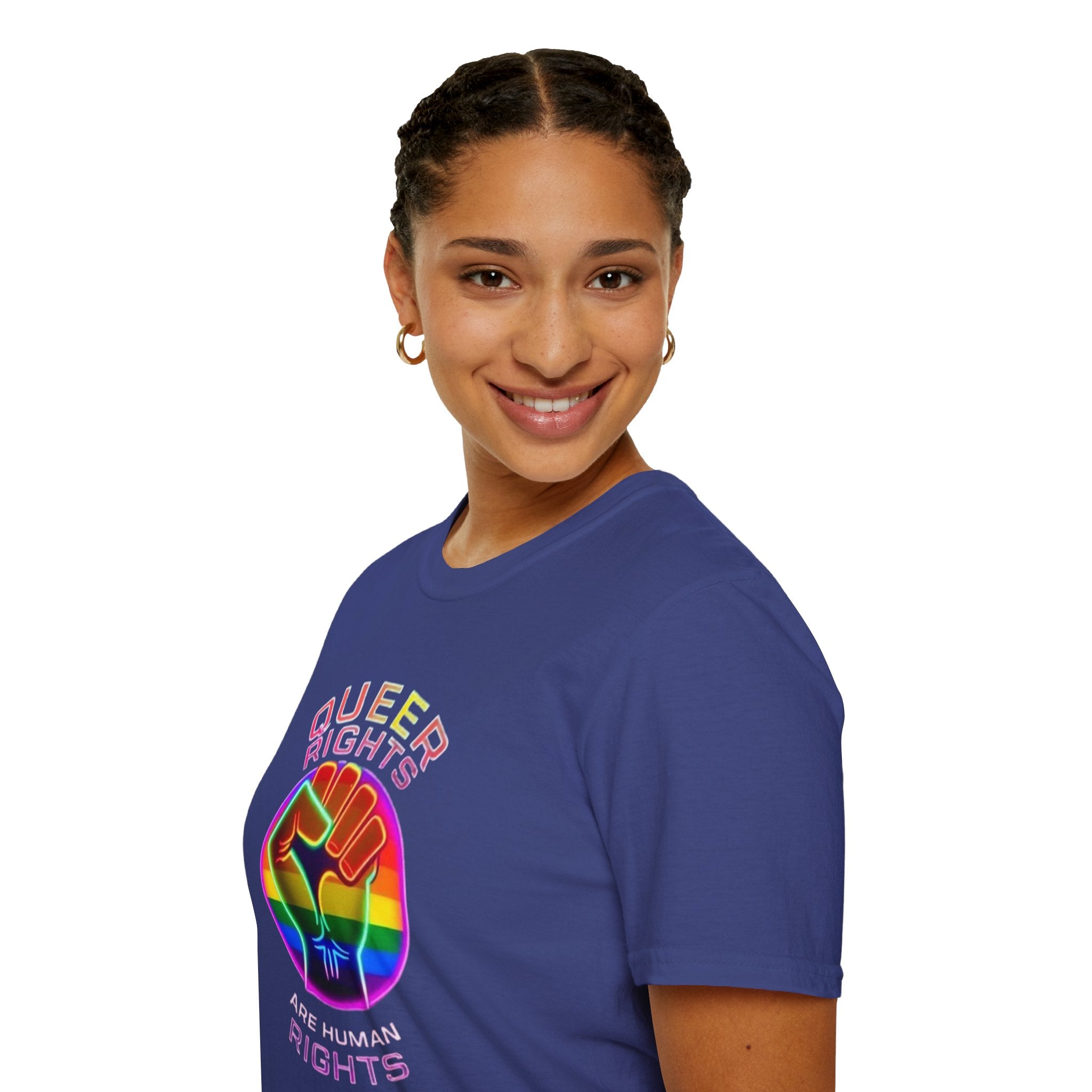 Unisex Softstyle T-Shirt - Queer Rights Are Human Rights Statement Tee
