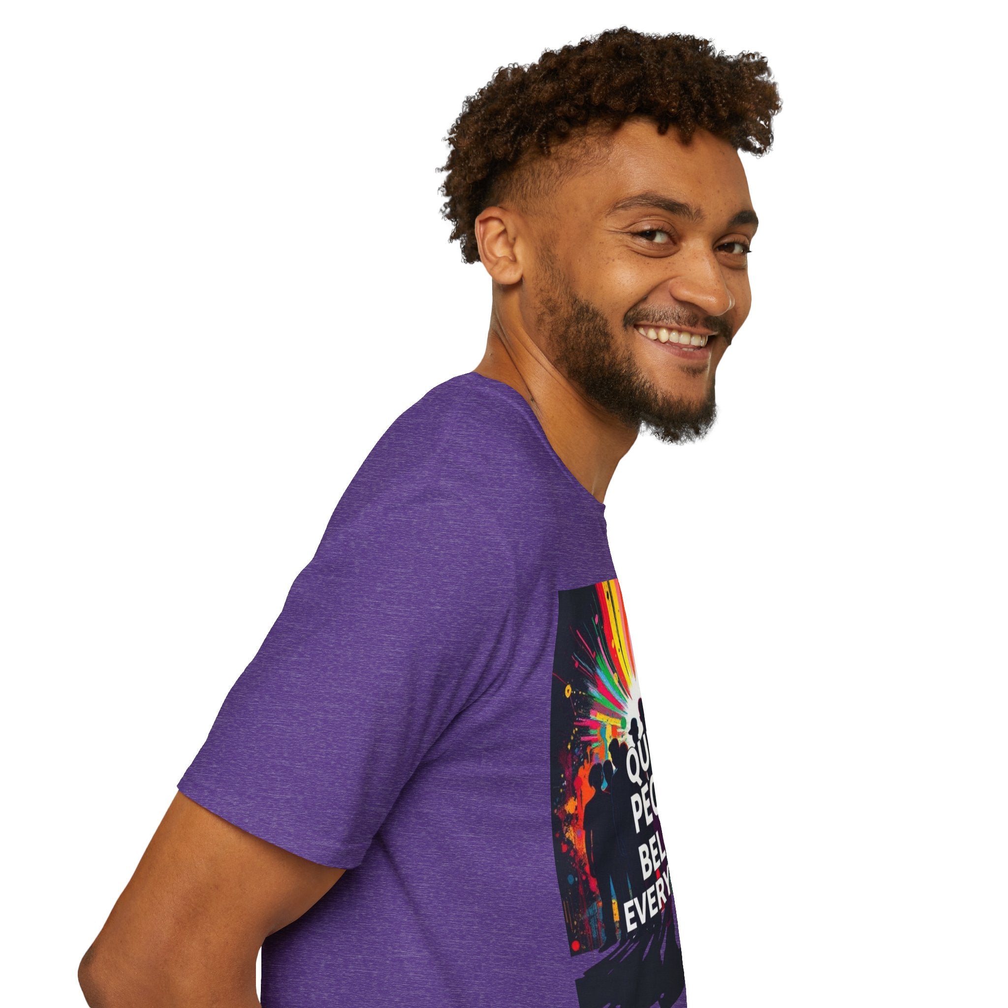 Unisex Softstyle T-Shirt - 'Queer People Belong Everywhere' Pride Graphic Tee