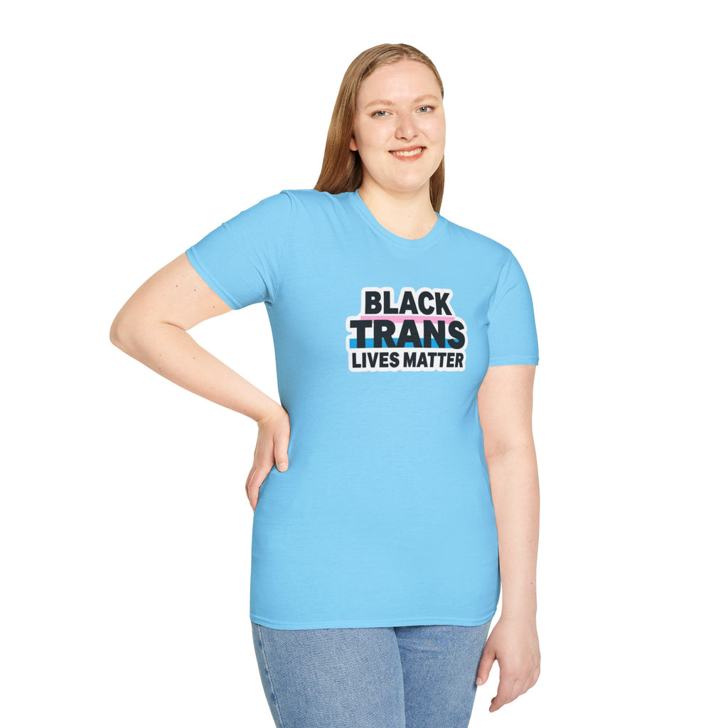 Unisex Softstyle T-Shirt - Black Trans Lives Matter Statement Tee