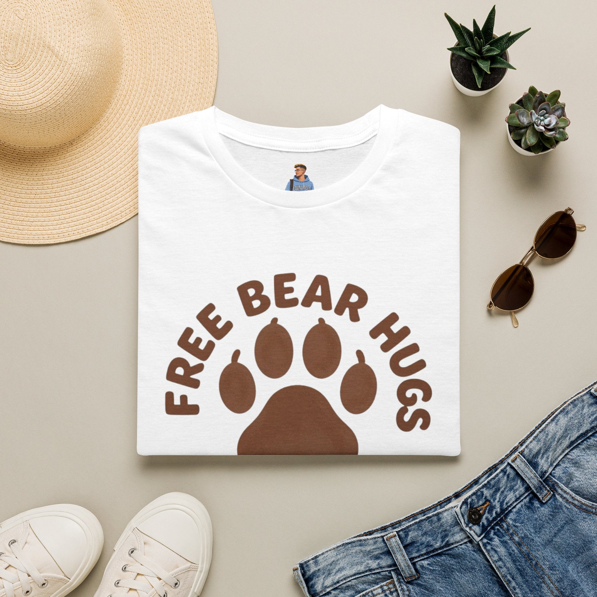 Free Bear Hugs T-Shirt — Cute Paw Print Wildlife Tee
