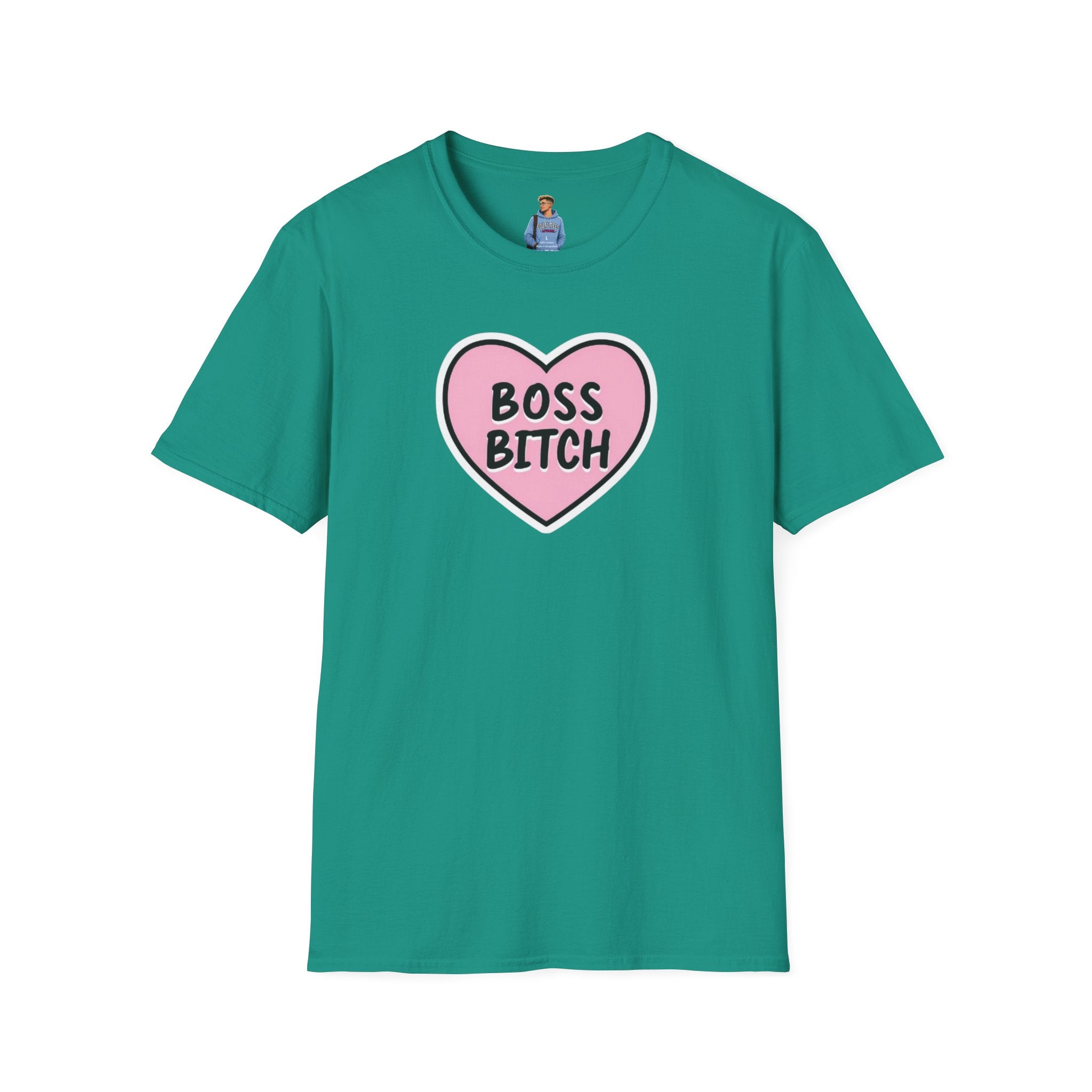 Camiseta unisex de estilo suave con diseño de corazón "Boss Bitch" - Camiseta divertida y llamativa