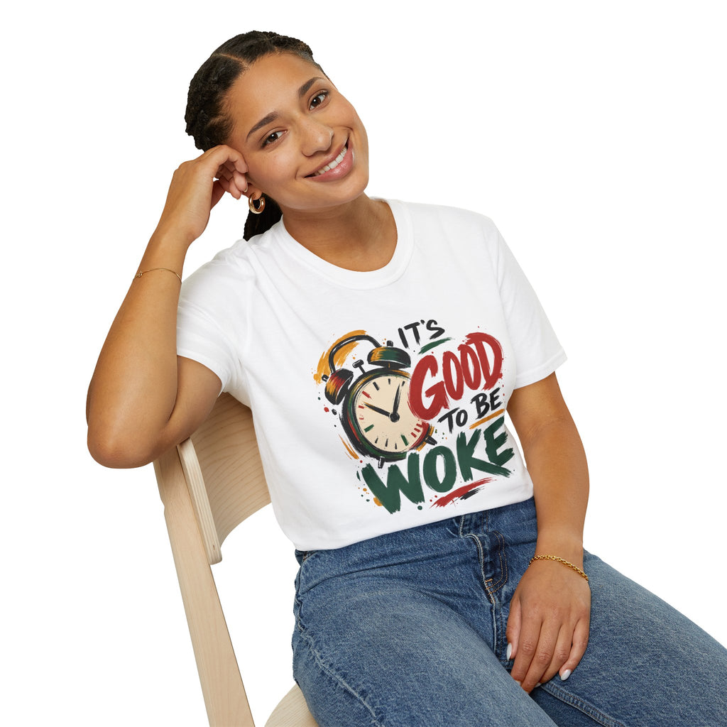 T-Shirt — "It's Good To Be Woke" Graphic Tee (Alarm Clock Design)