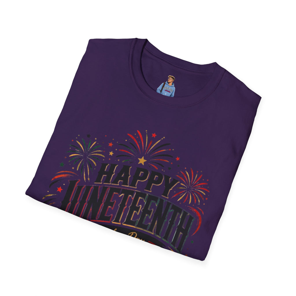 Juneteenth T-Shirt - "Happy Juneteenth" Fireworks Celebration Tee