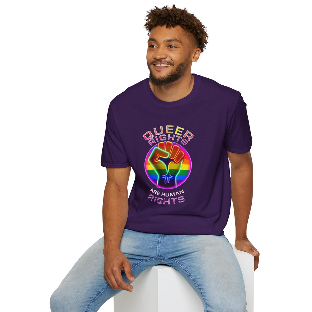 Unisex Softstyle T-Shirt - Queer Rights Are Human Rights Statement Tee