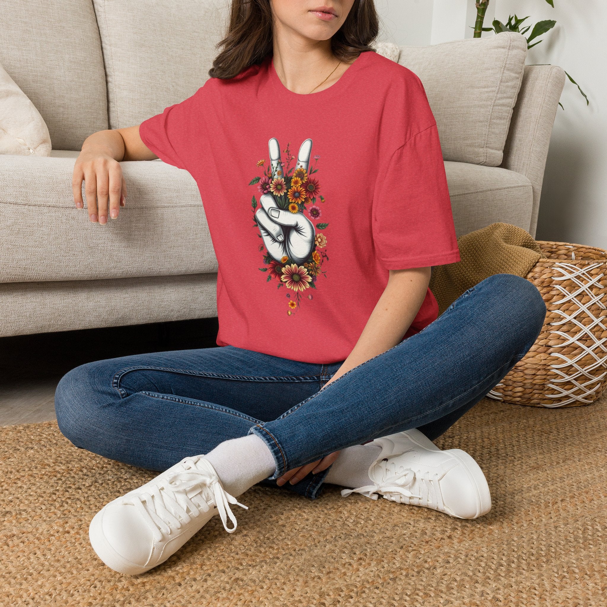 Camiseta unisex de estilo suave Grow Peace: inspiración boho, perfecta para festivales y uso diario