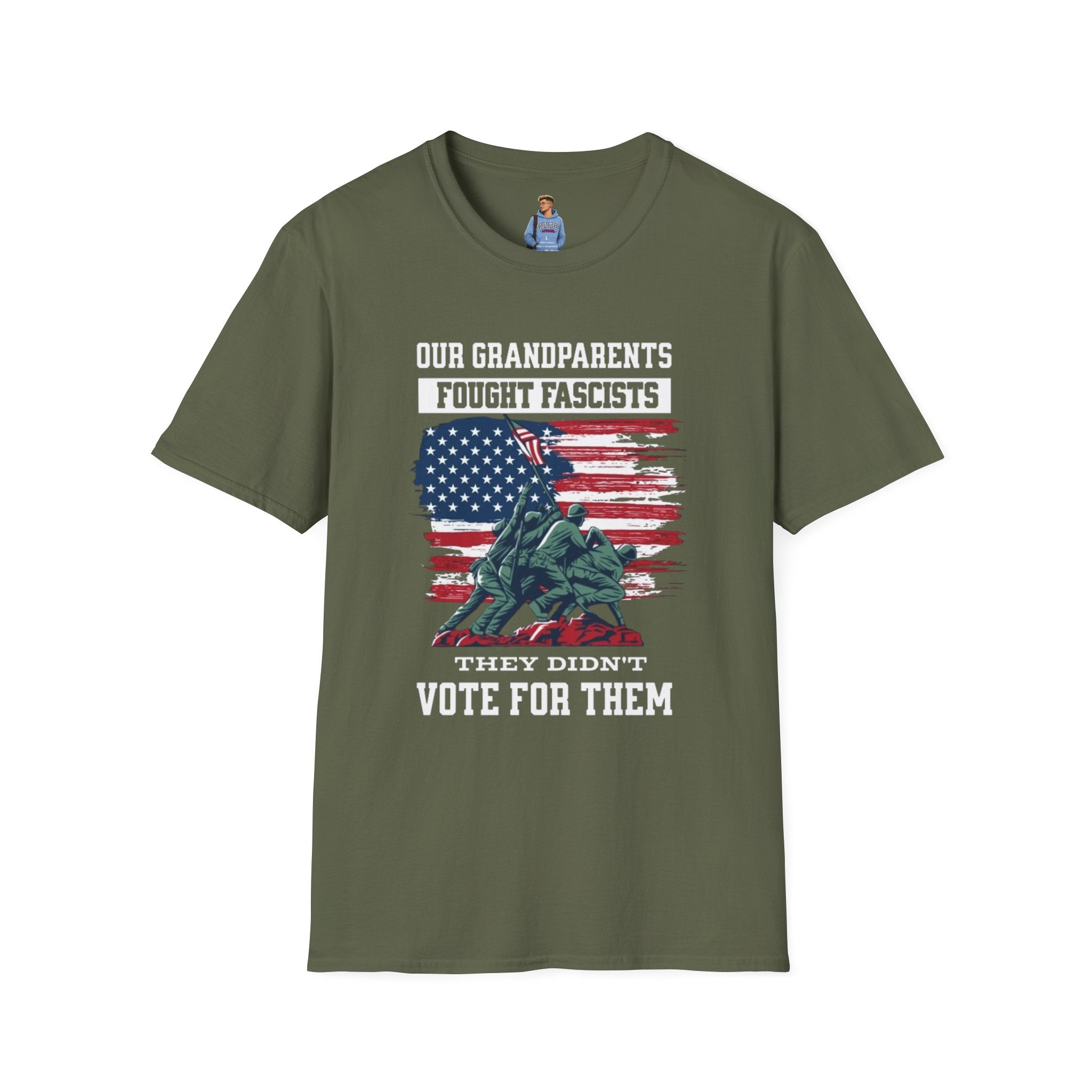 Unisex Softstyle T-Shirt: 'Our Grandparents Fought Fascists' Patriotic Tee