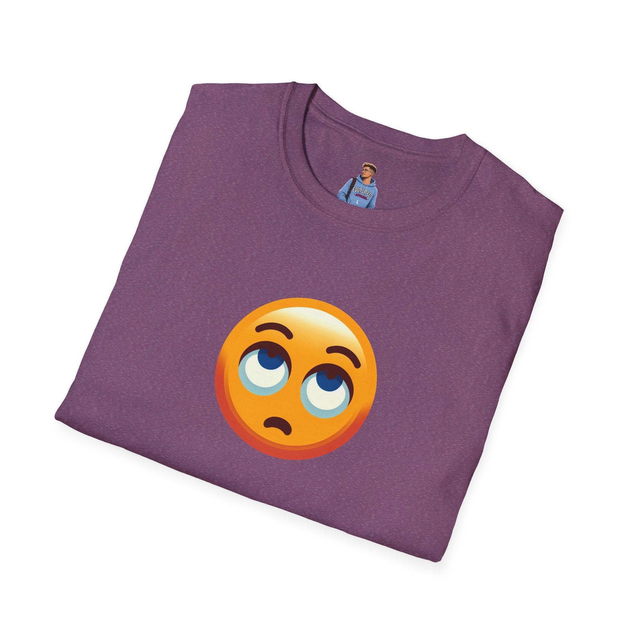 Camiseta unisex de estilo suave con emoji de ojos en blanco | Camiseta gráfica informal para el día a día