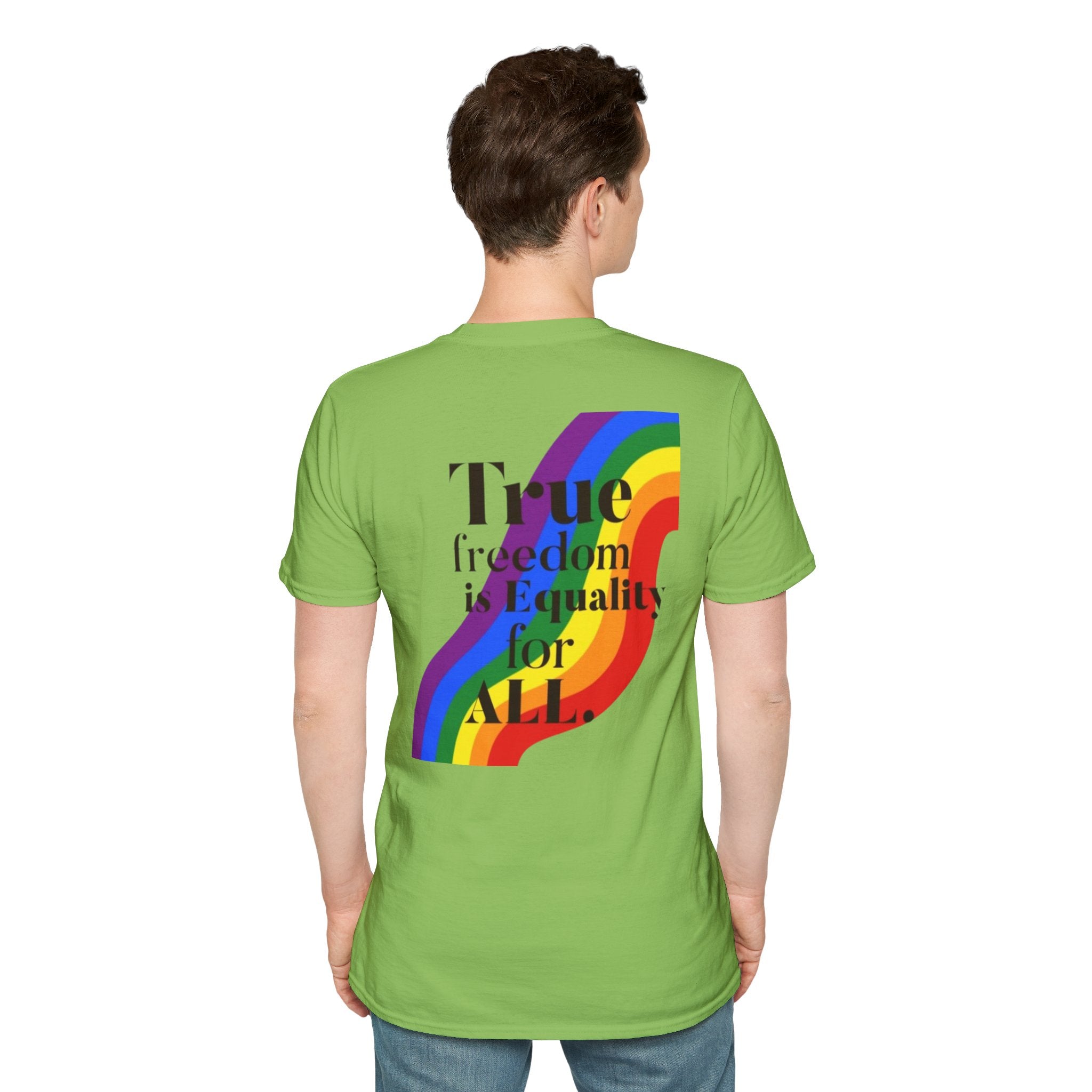 Pride-Theme Unisex Softstyle T-Shirt - "True freedom is Equality for ALL"