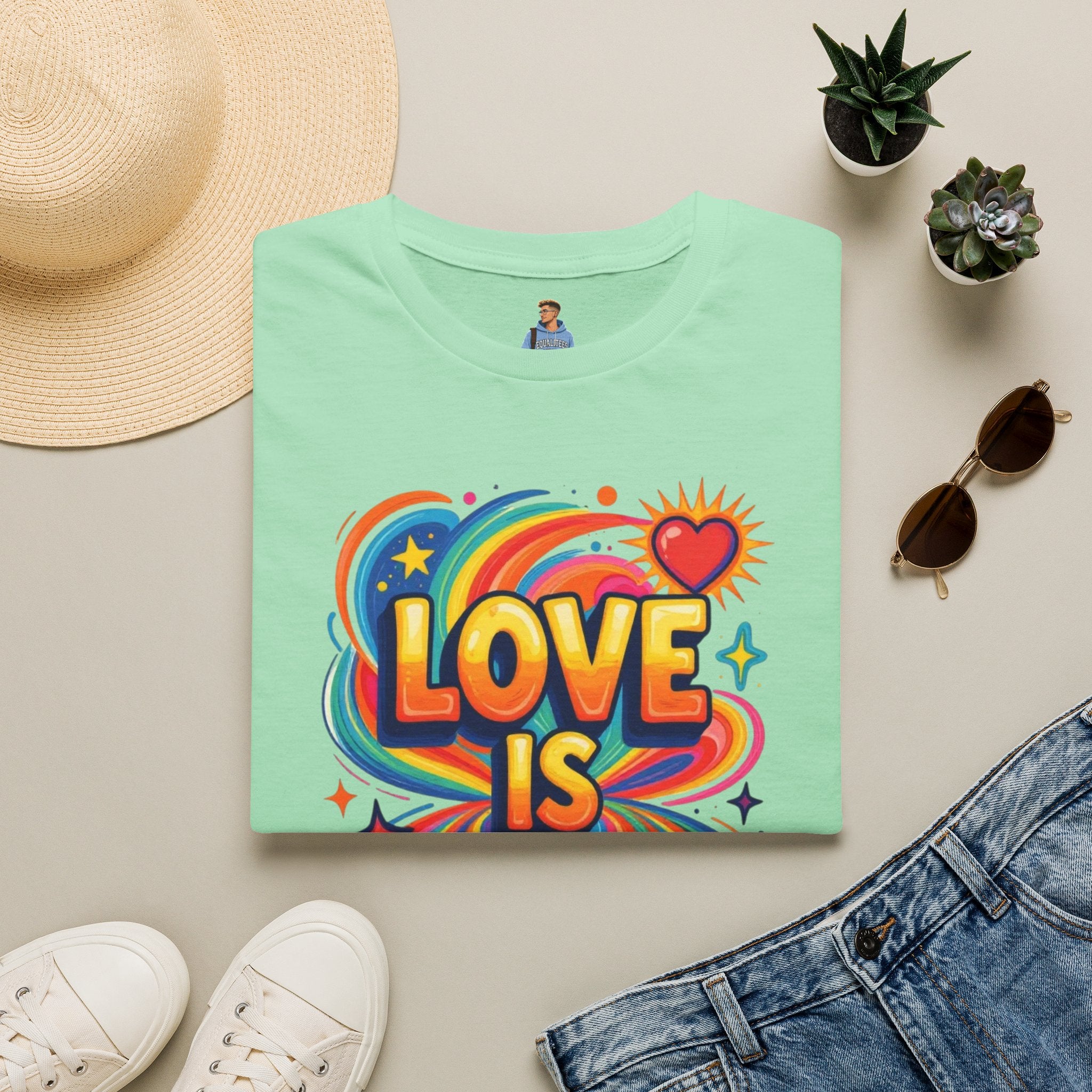Love Is My Religion Retro Rainbow Graphic T-shirt