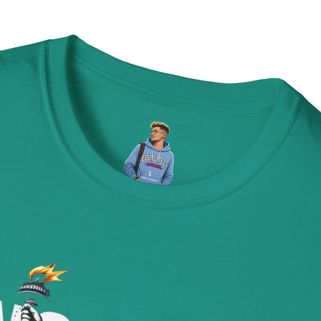 Camiseta unisex de estilo suave: camiseta gráfica con el lema "Nadie es ilegal" para defensores de la justicia social