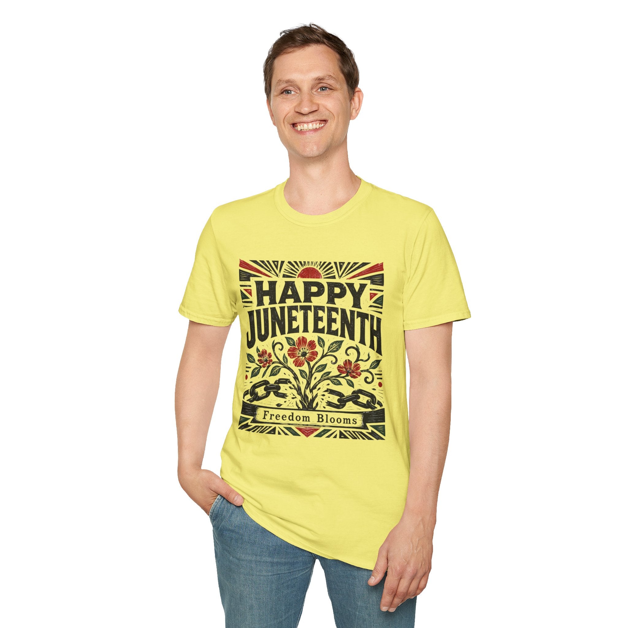 Juneteenth T-Shirt — "Happy Juneteenth" Floral Freedom Tee