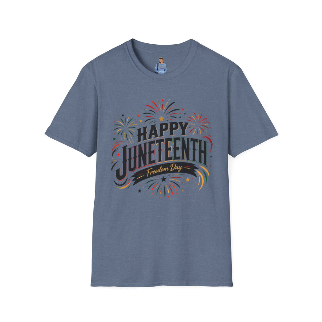 Juneteenth T-Shirt - "Happy Juneteenth" Fireworks Celebration Tee
