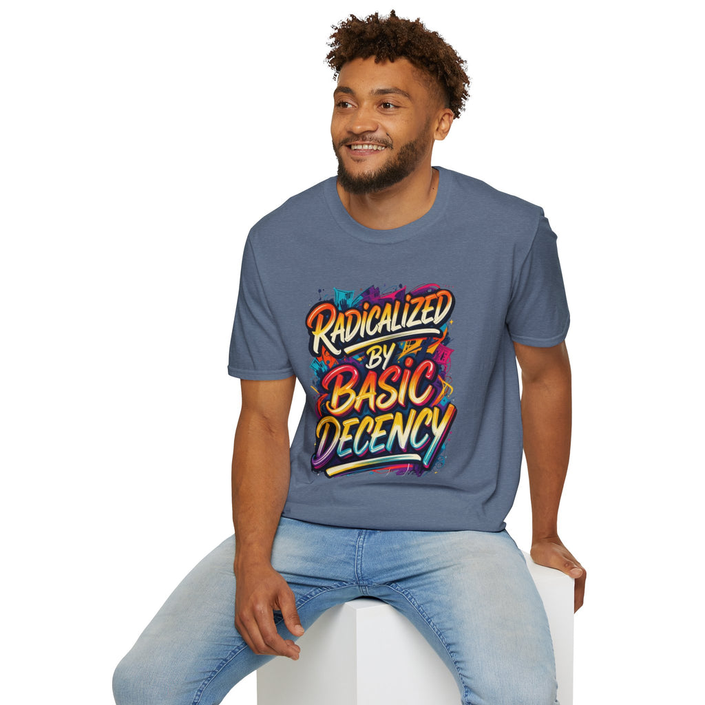 Radicalized by Basic Decency T-Shirt Colorful Graffiti Typography