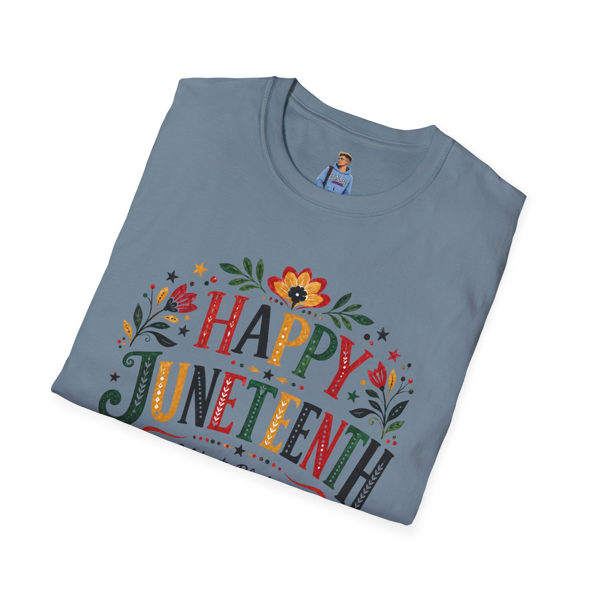Juneteenth T-Shirt — "Happy Juneteenth" Floral Celebration Tee