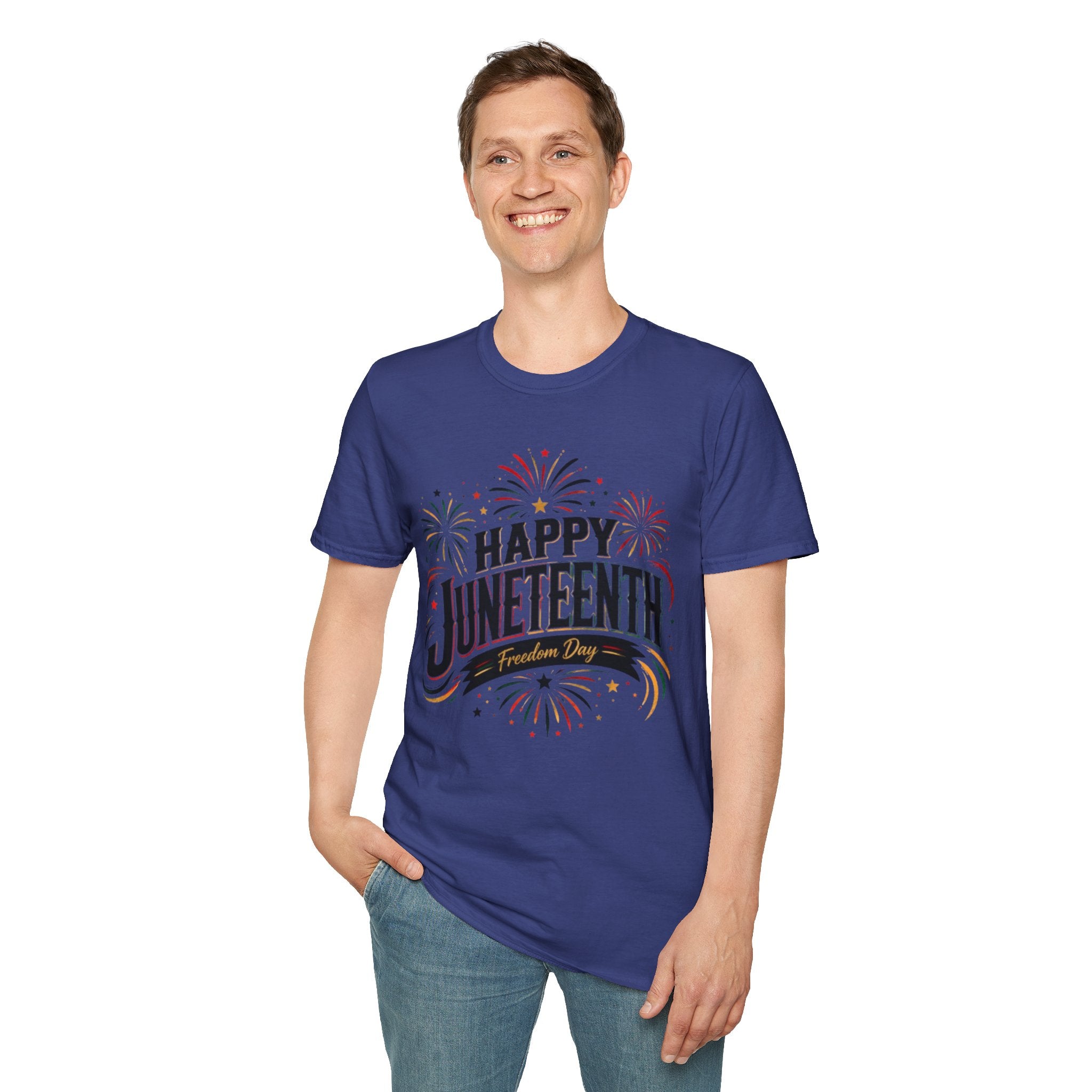 Juneteenth T-Shirt - "Happy Juneteenth" Fireworks Celebration Tee