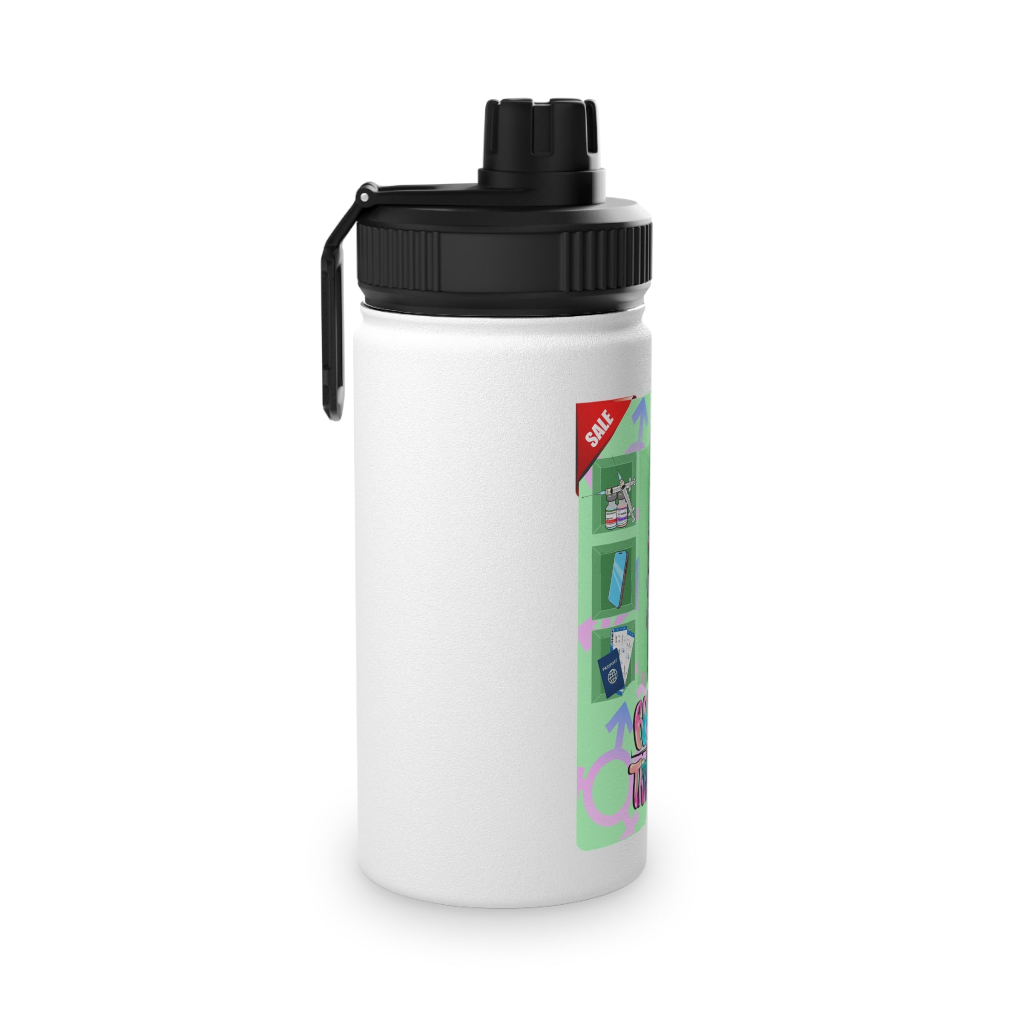 BTTF - Black Trans Travel Fund Logo Stainless Steel Sports Water Bottle