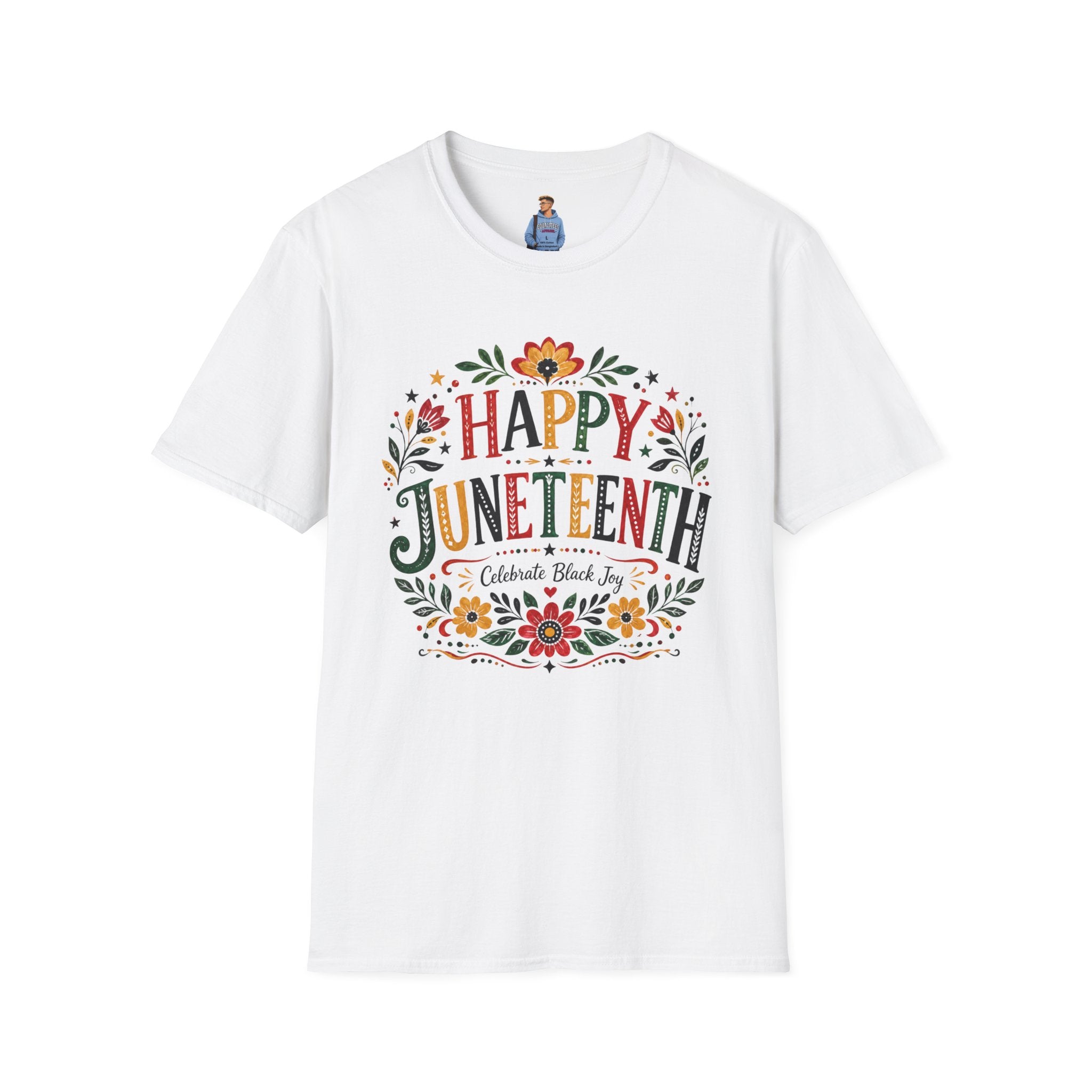 Juneteenth T-Shirt — "Happy Juneteenth" Floral Celebration Tee