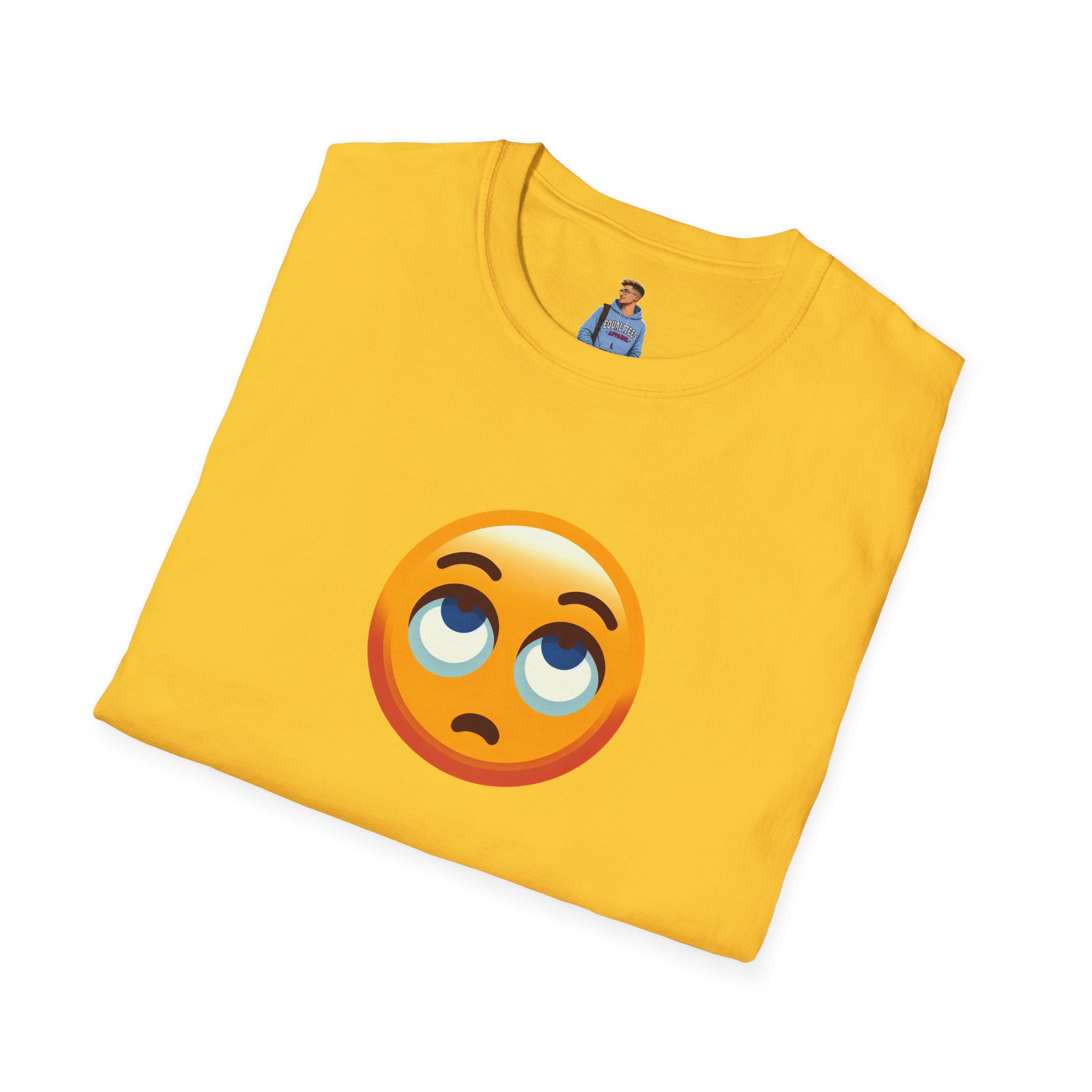 Camiseta unisex de estilo suave con emoji de ojos en blanco | Camiseta gráfica informal para el día a día