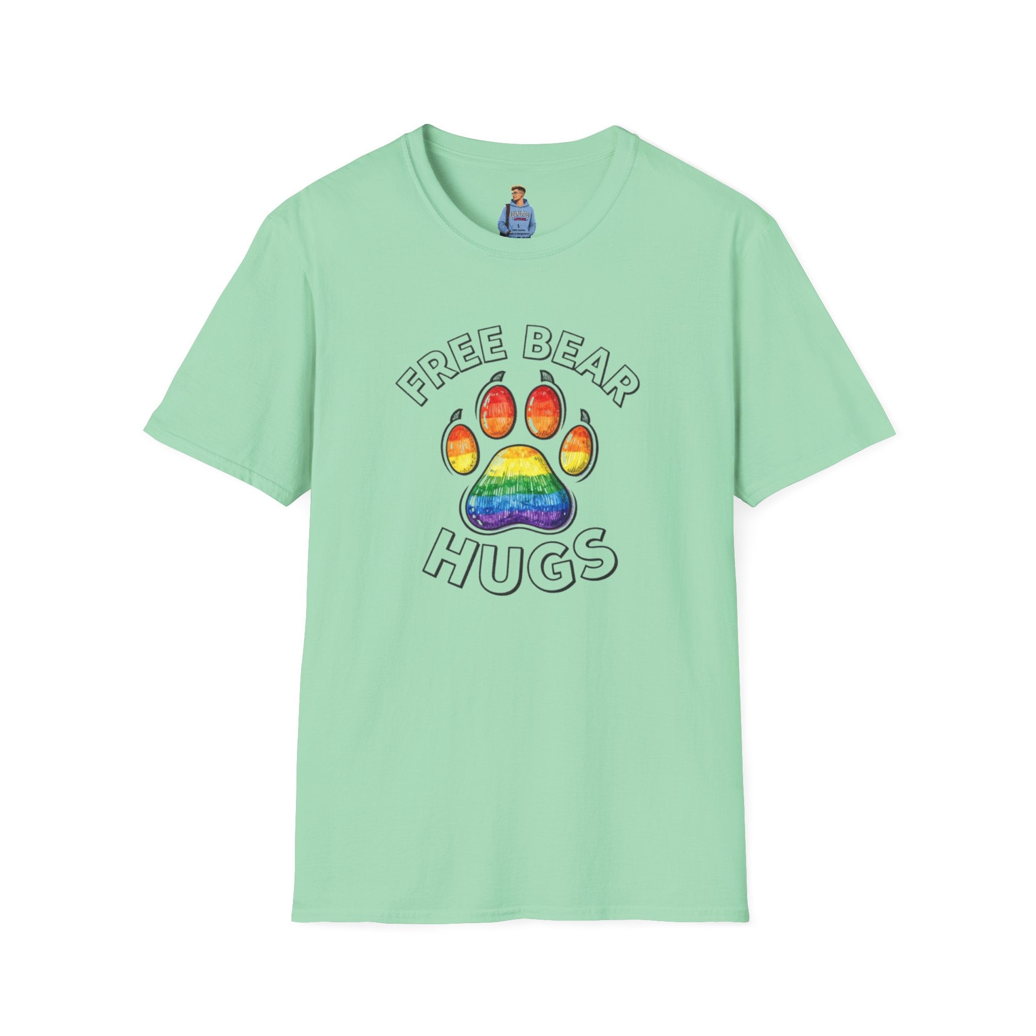 Free Bear Hugs Rainbow Paw T-Shirt