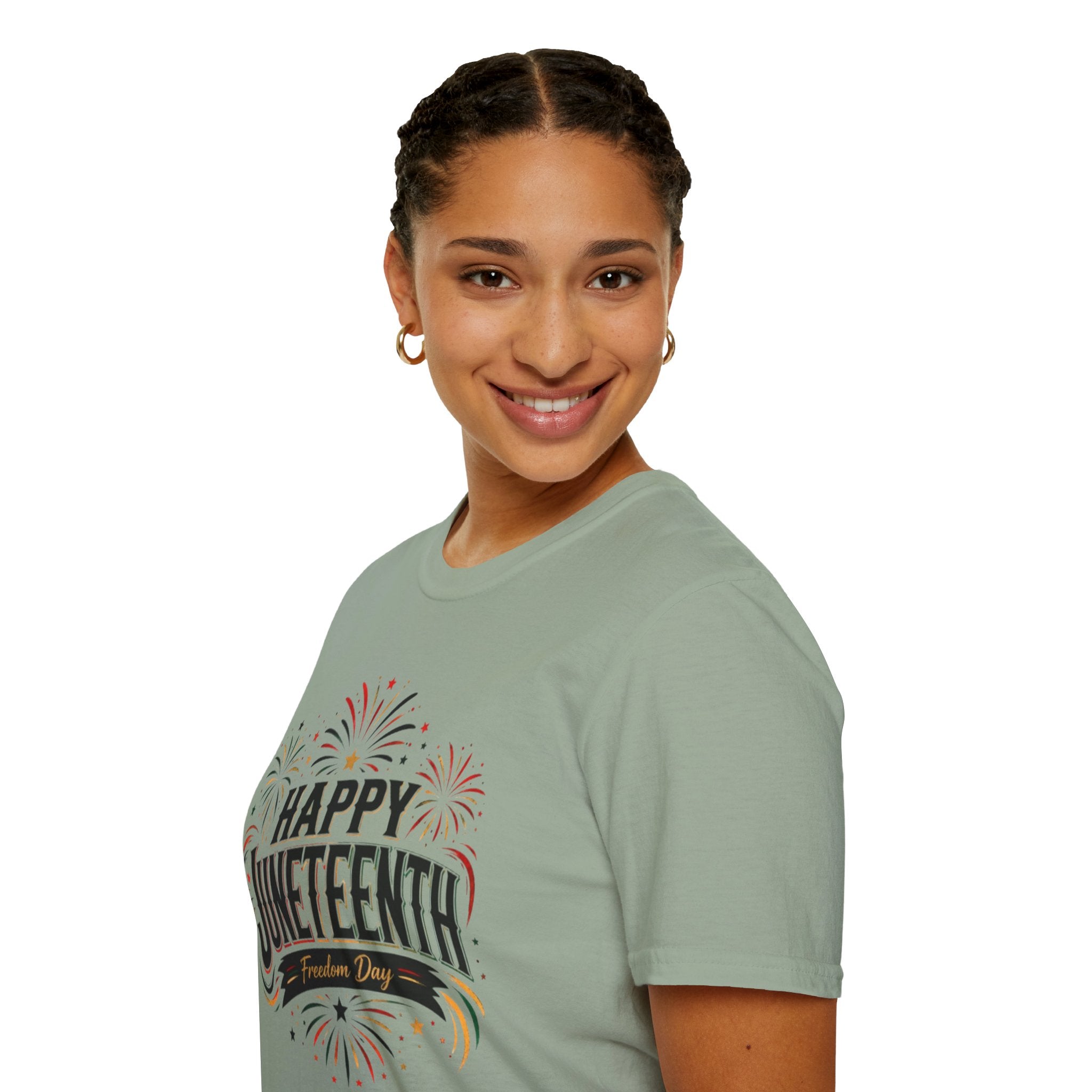 Juneteenth T-Shirt - "Happy Juneteenth" Fireworks Celebration Tee