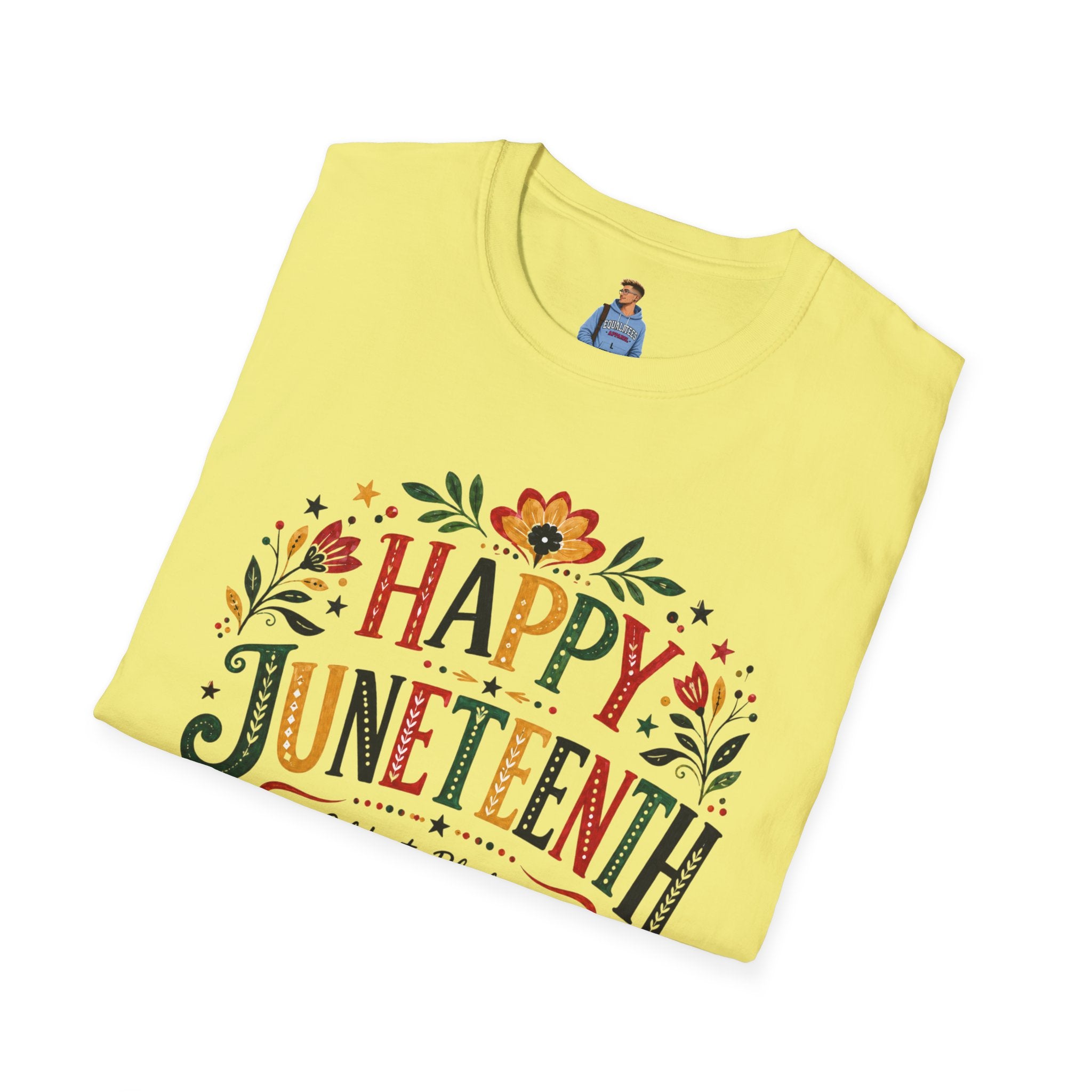 Juneteenth T-Shirt — "Happy Juneteenth" Floral Celebration Tee