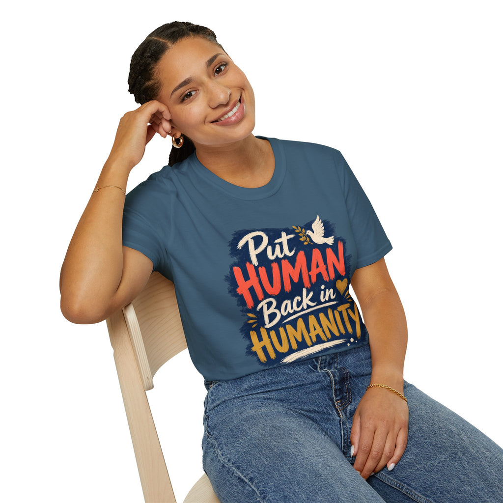 Put Human Back in Humanity T-Shirt — Inspirational Peace Dove Tee