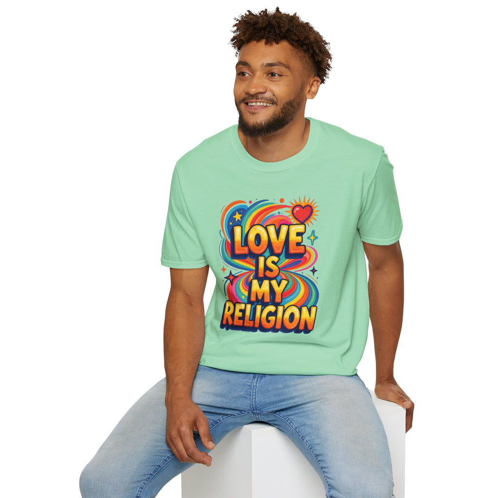 Love Is My Religion Retro Rainbow Graphic T-shirt
