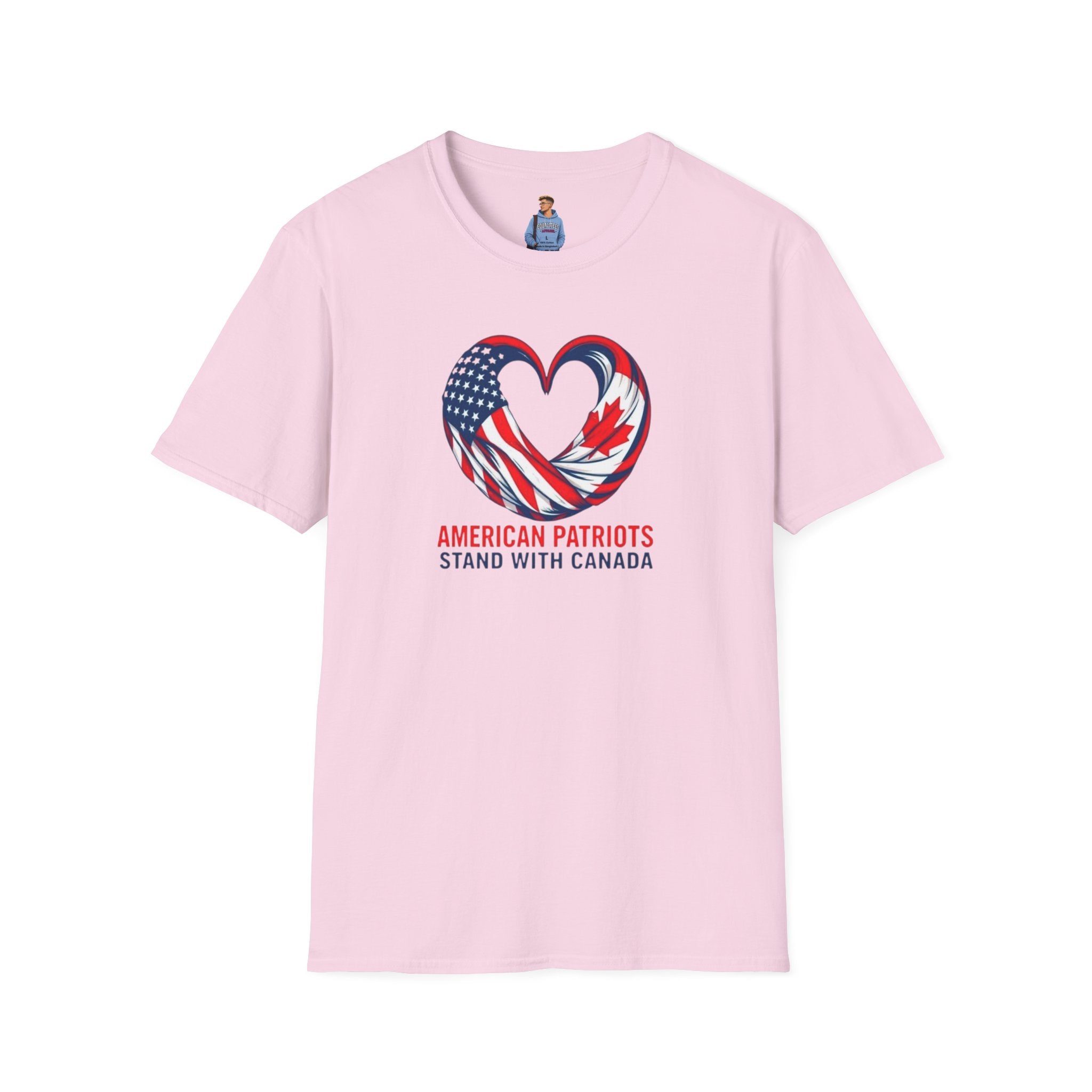 Camiseta unisex de estilo suave "American Patriots Stand with Canada"