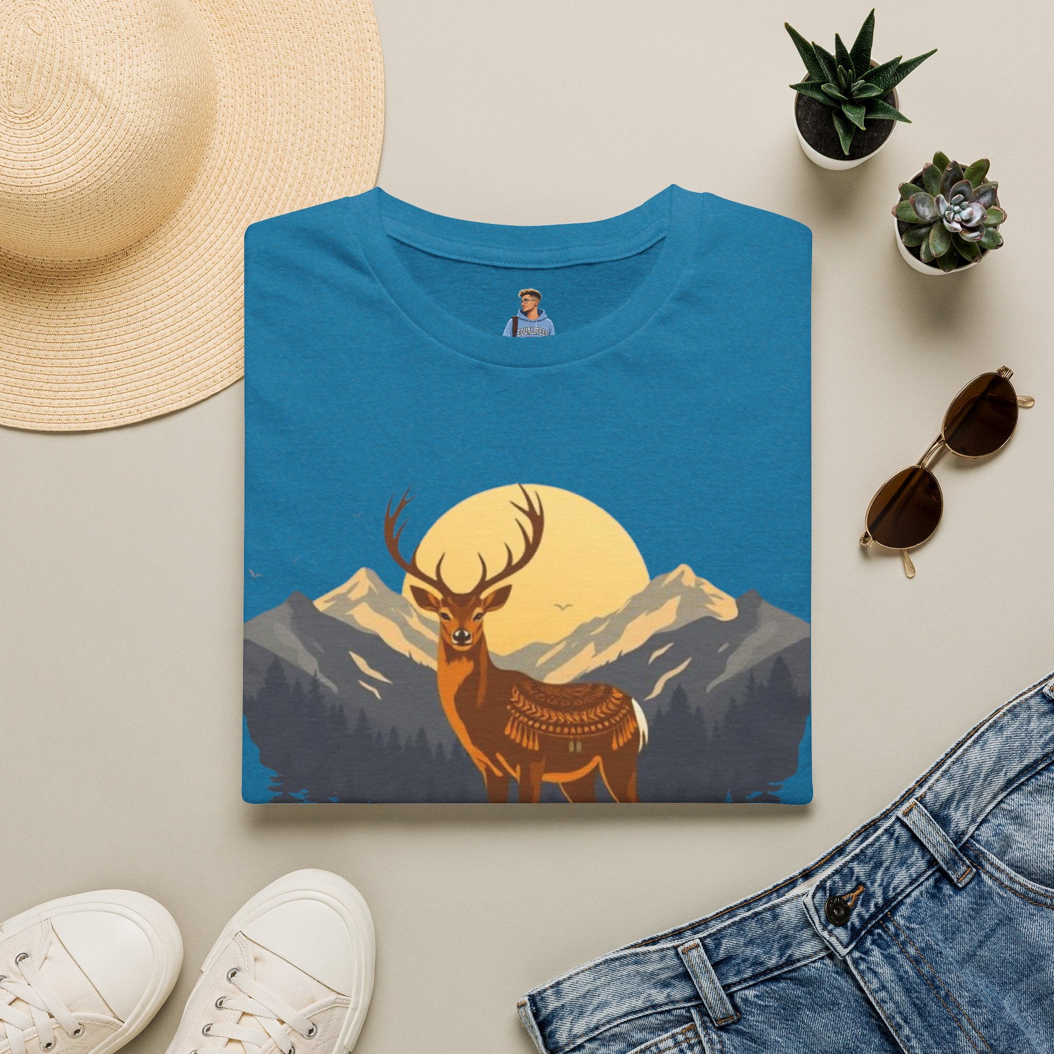 Mountain Sunset Deer Unisex Softstyle T-Shirt