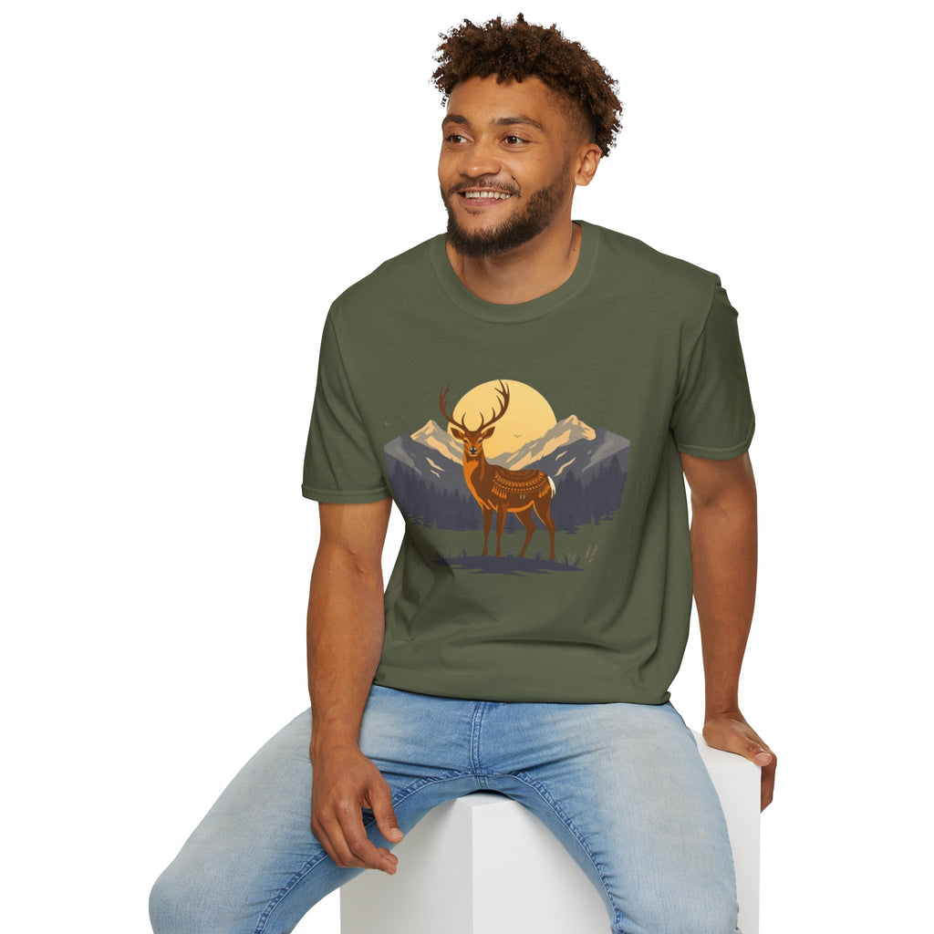 Mountain Sunset Deer Unisex Softstyle T-Shirt