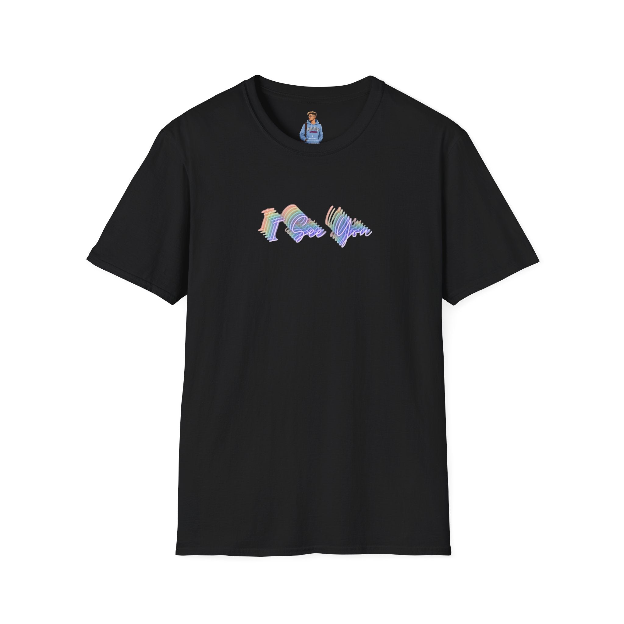 Camiseta unisex "Te veo" de estilo suave: diseño de ondas coloridas para la visibilidad LGBTQ+