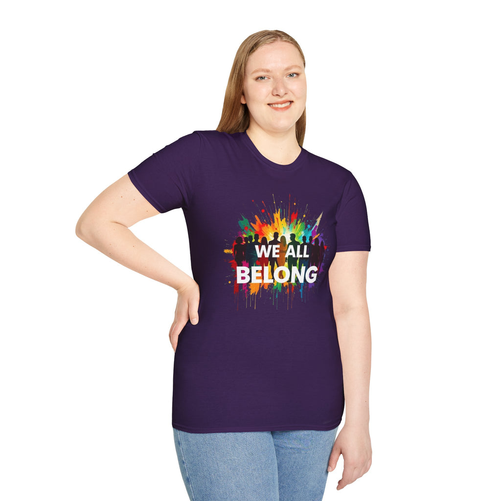 We All Belong Unisex Softstyle T-Shirt - Colorful Pride Tee