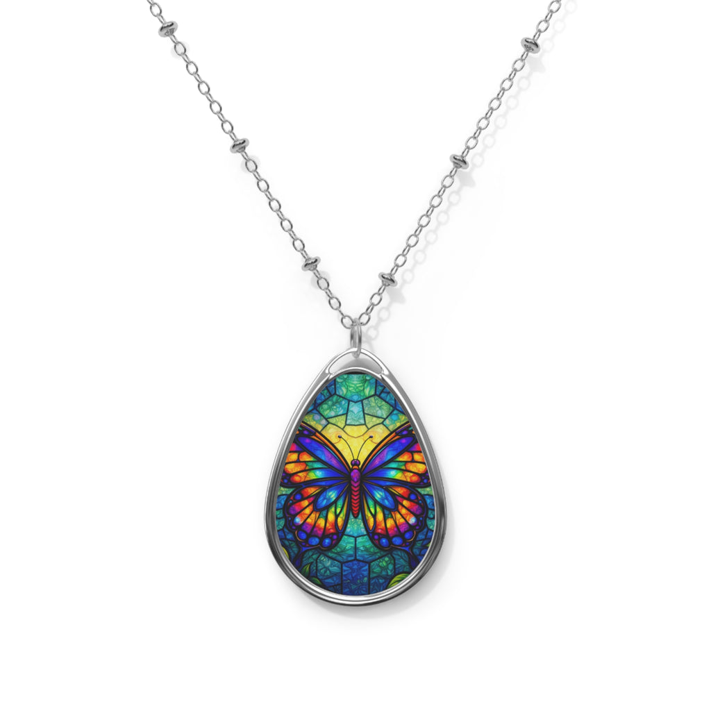Beautiful Butterfly Teardrop Pendant Necklace